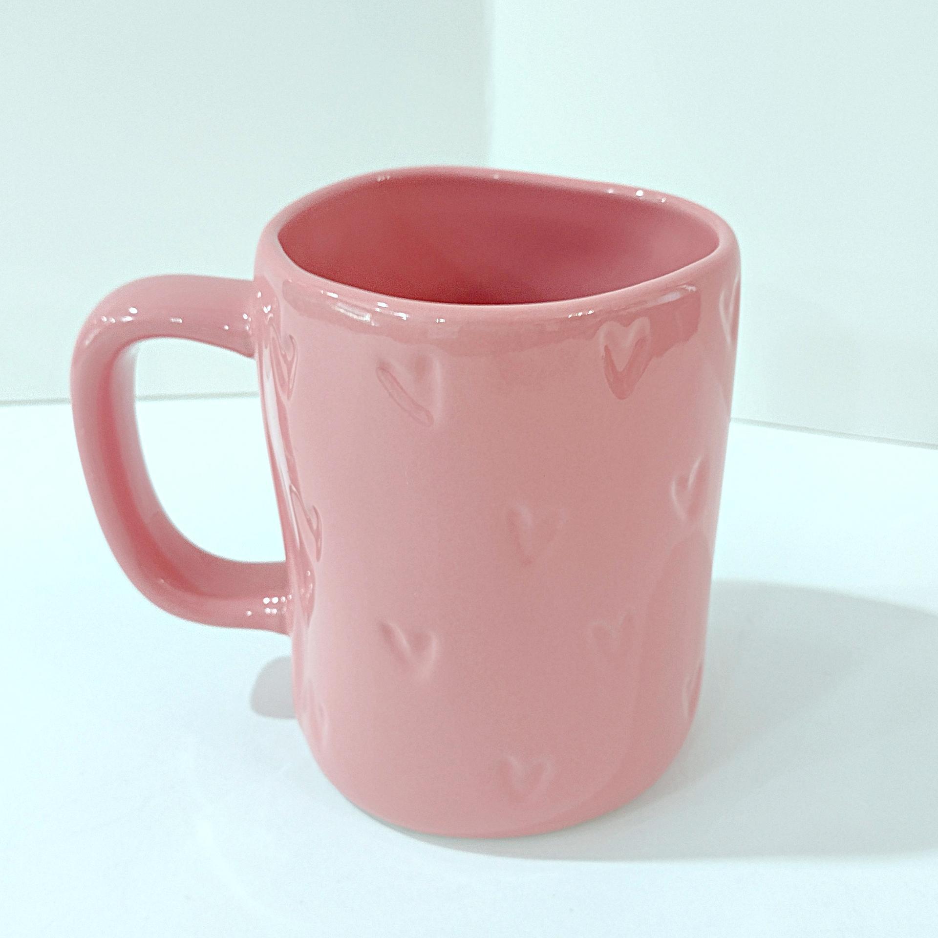 Vintage Pink Hello Beautiful Rae Dunn Ceramic Mug, Large Oversized Mug, Girlfriend Love Gift