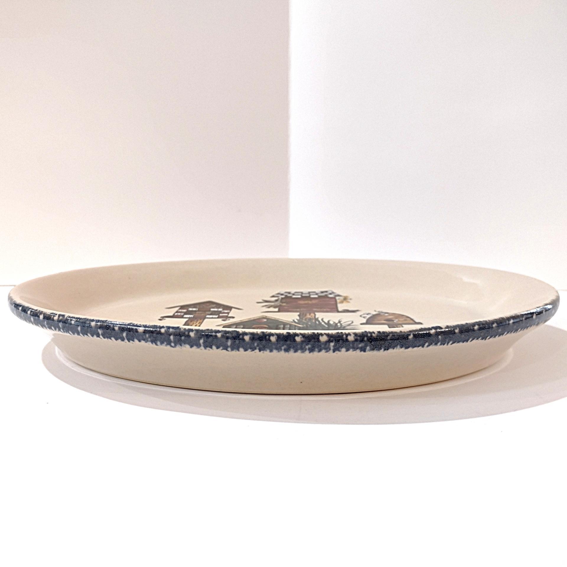 Vintage Home and Garden Party Birdhouse Series Large Oval Ceramic Serving Platter, Bird Lover Servingware