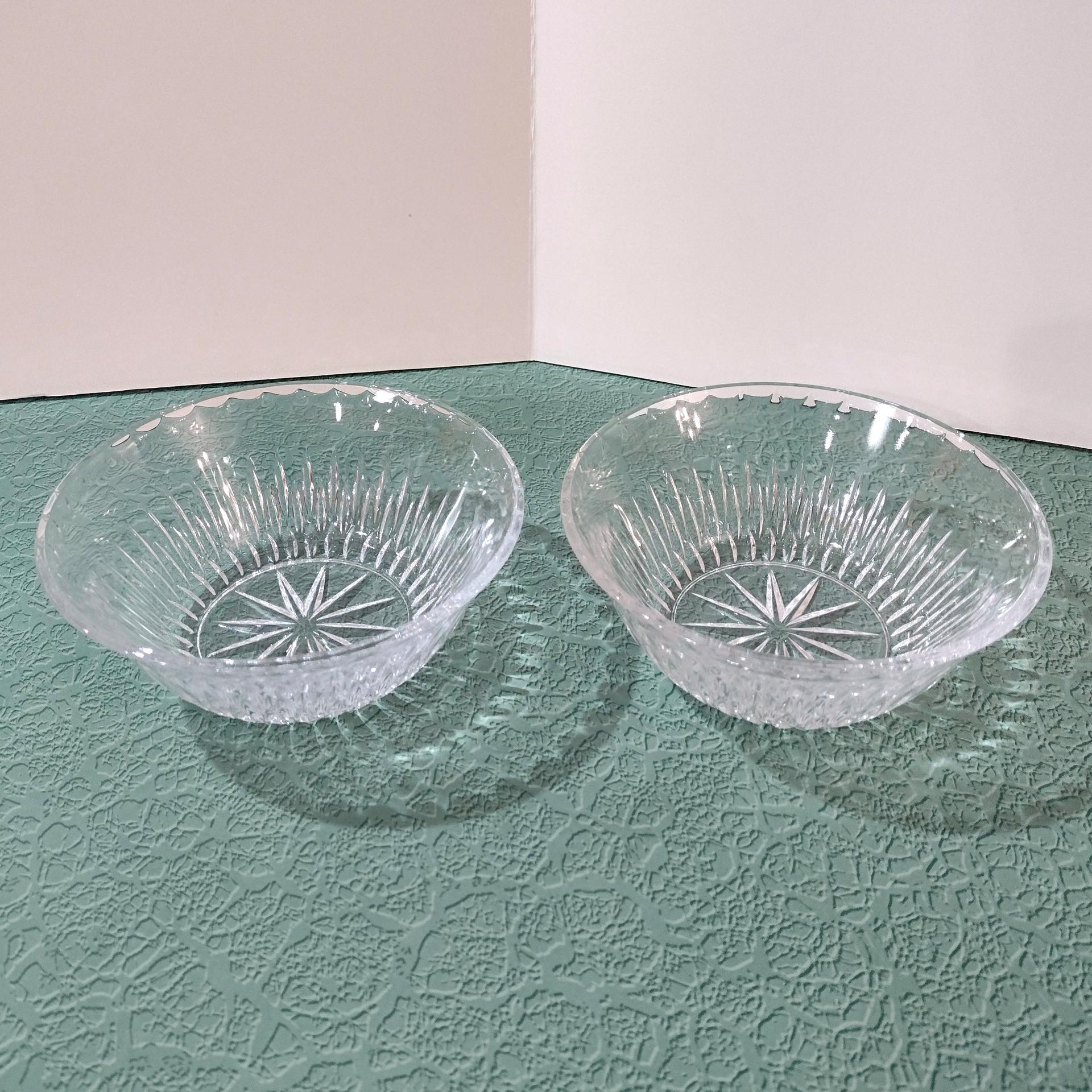 Vintage Princess House Royal Highlights Crystal Salad Dessert Bowls, Set of Two