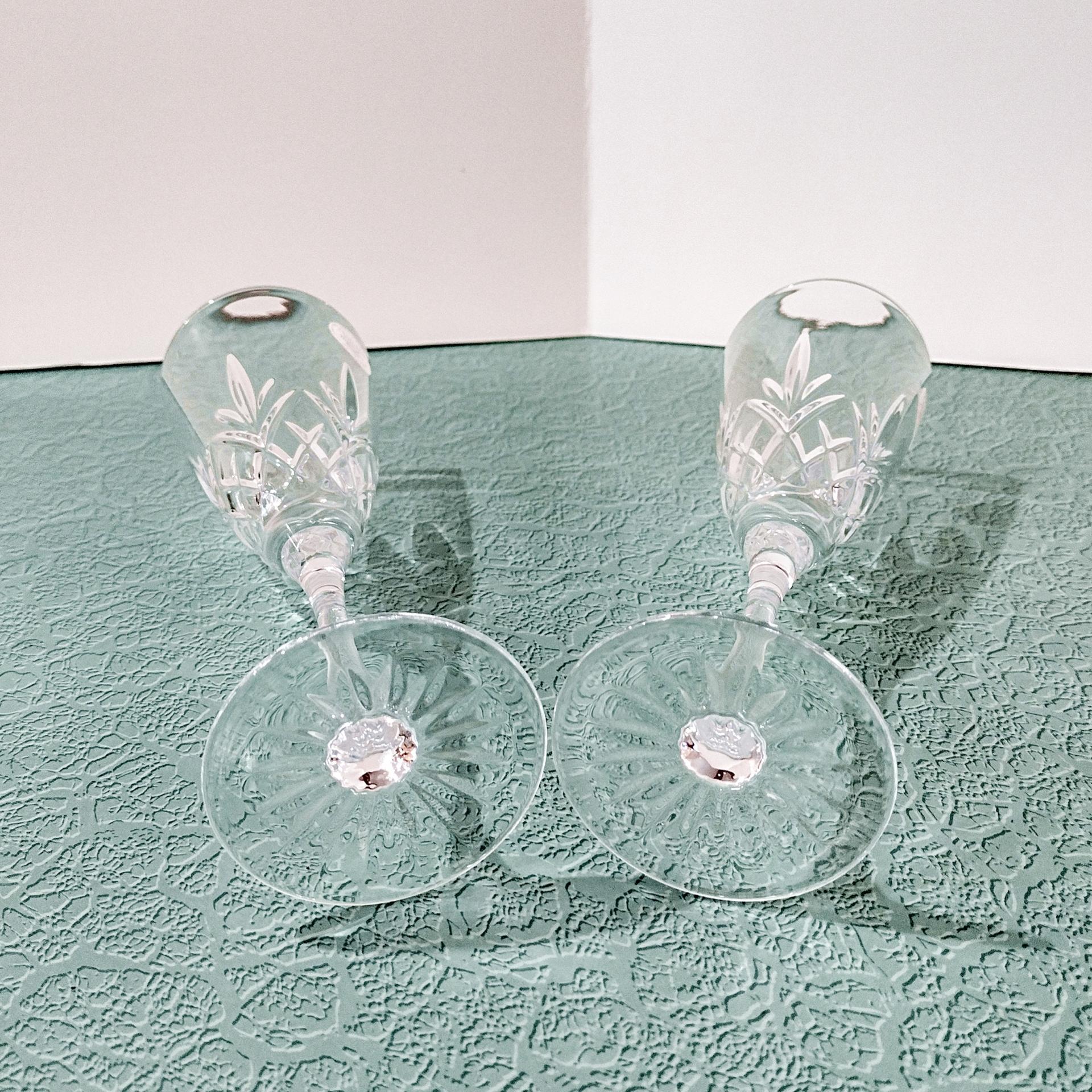 Vintage NEW Princess House Highlights Crystal Champagne Glasses, Set of Two, Cristal D'Arques France Fluted Champagne Glasses