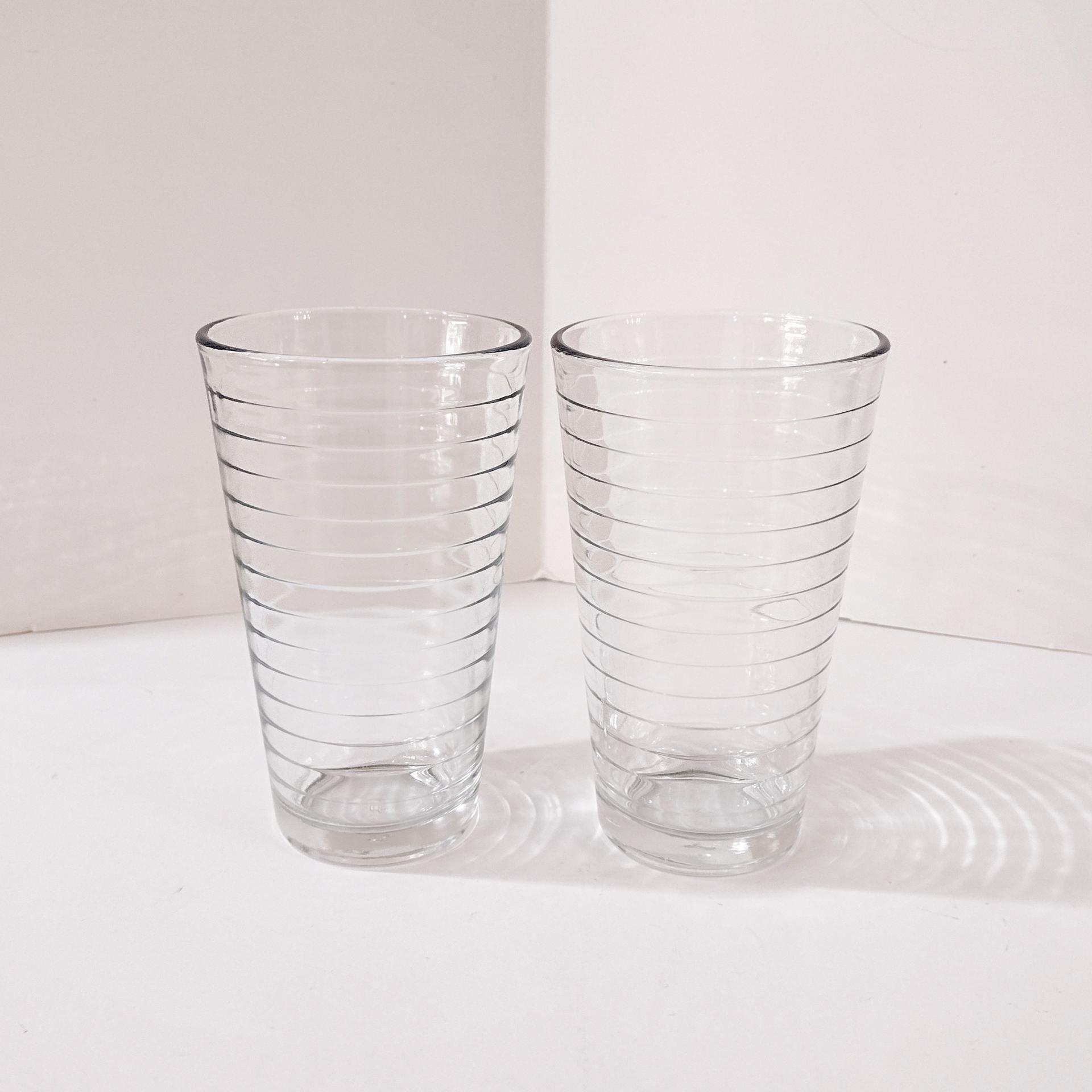 Vintage Libbey Hoops 16 Ounce Cooler Glasses / Tumblers, Set of 2, Ice Tea Glasses