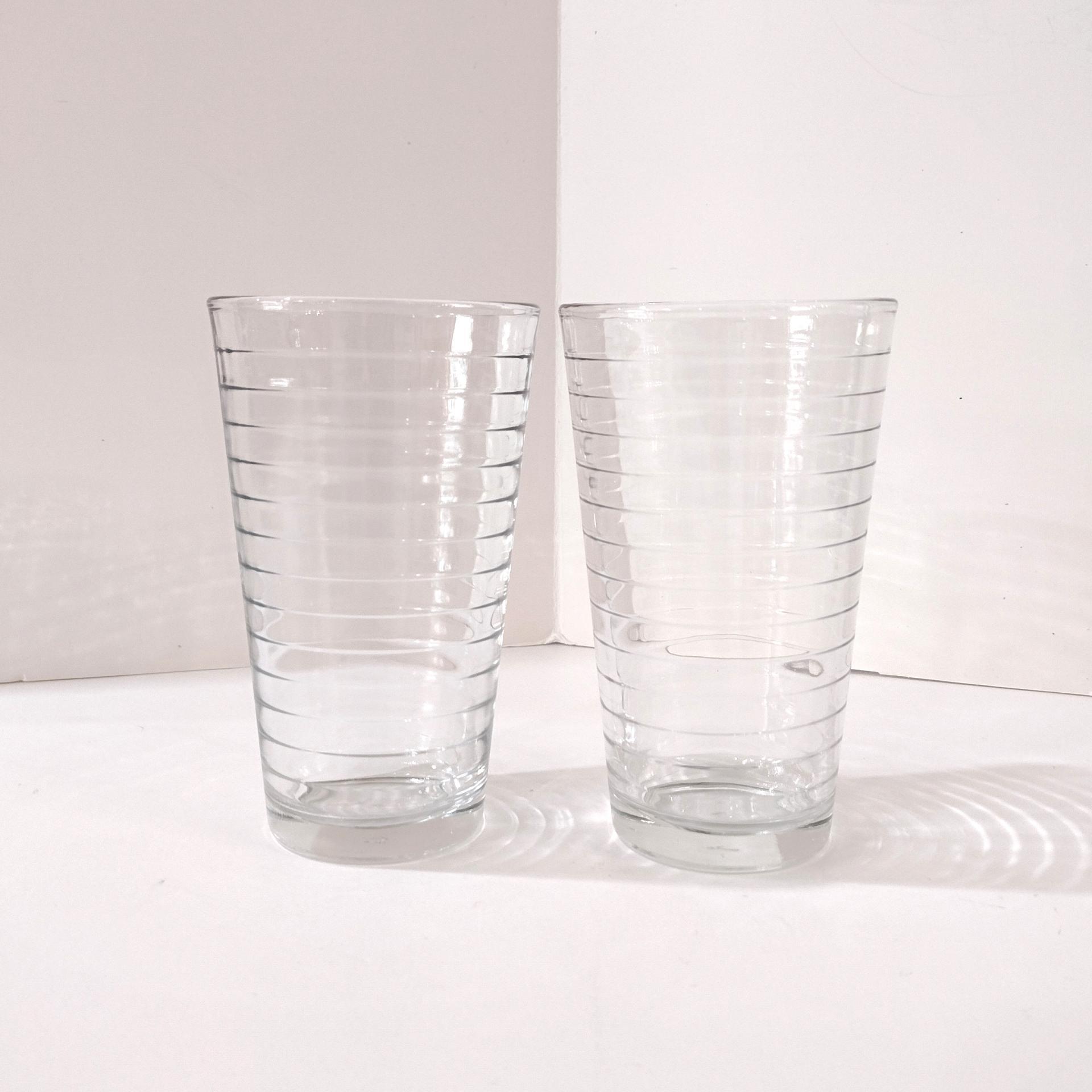 Vintage Libbey Hoops 16 Ounce Cooler Glasses / Tumblers, Set of 2, Ice Tea Glasses