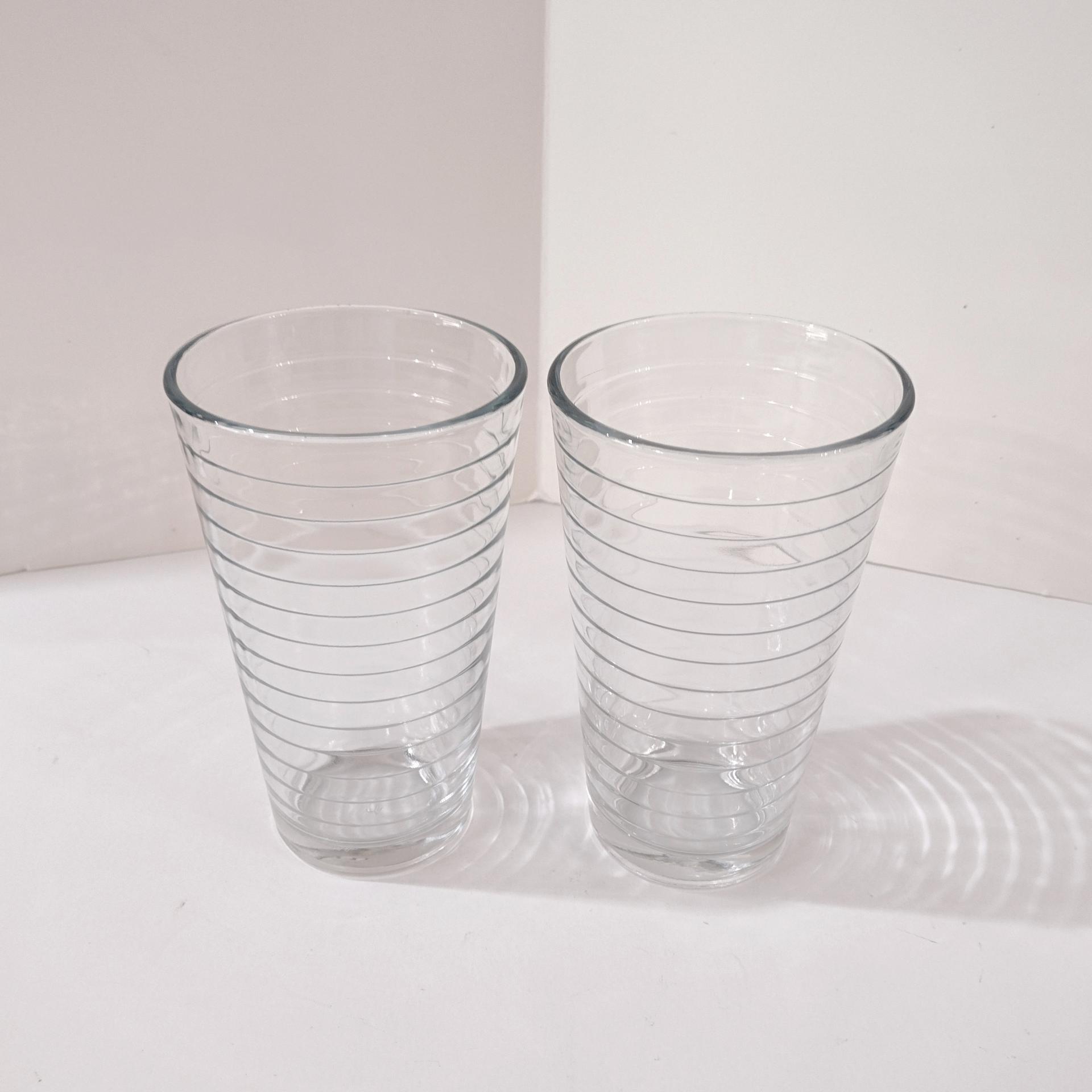 Vintage Libbey Hoops 16 Ounce Cooler Glasses / Tumblers, Set of 2, Ice Tea Glasses