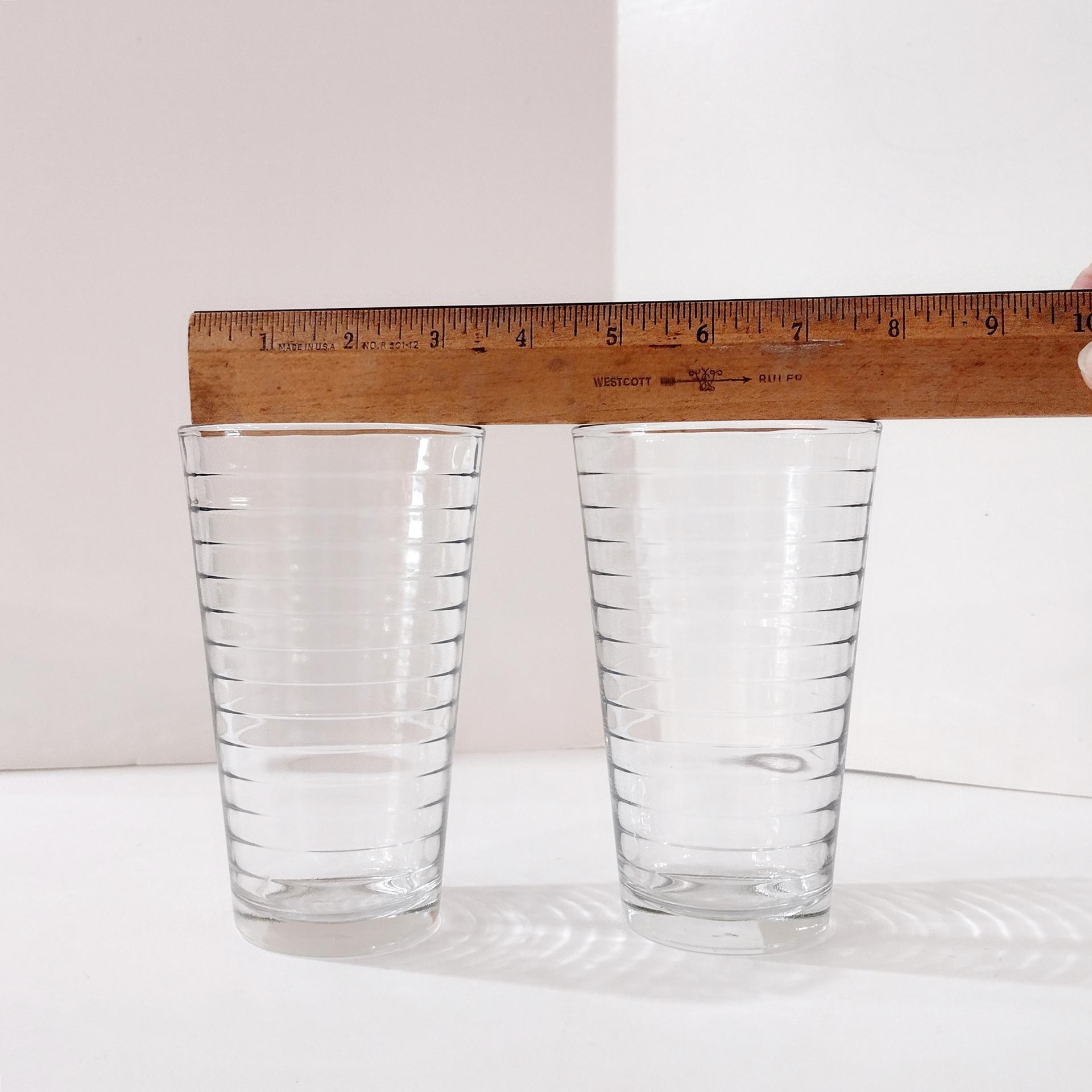 Vintage Libbey Hoops 16 Ounce Cooler Glasses / Tumblers, Set of 2, Ice Tea Glasses