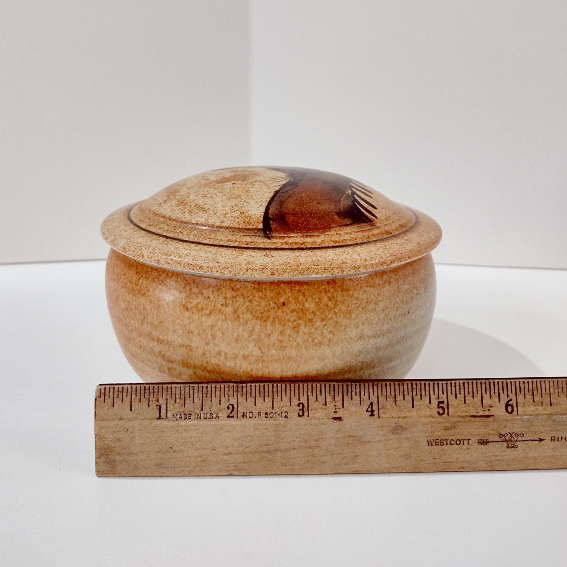 Vintage Ceramic Covered Bowl with Whimsical Camel Design, Janet Brome Animal Pottery