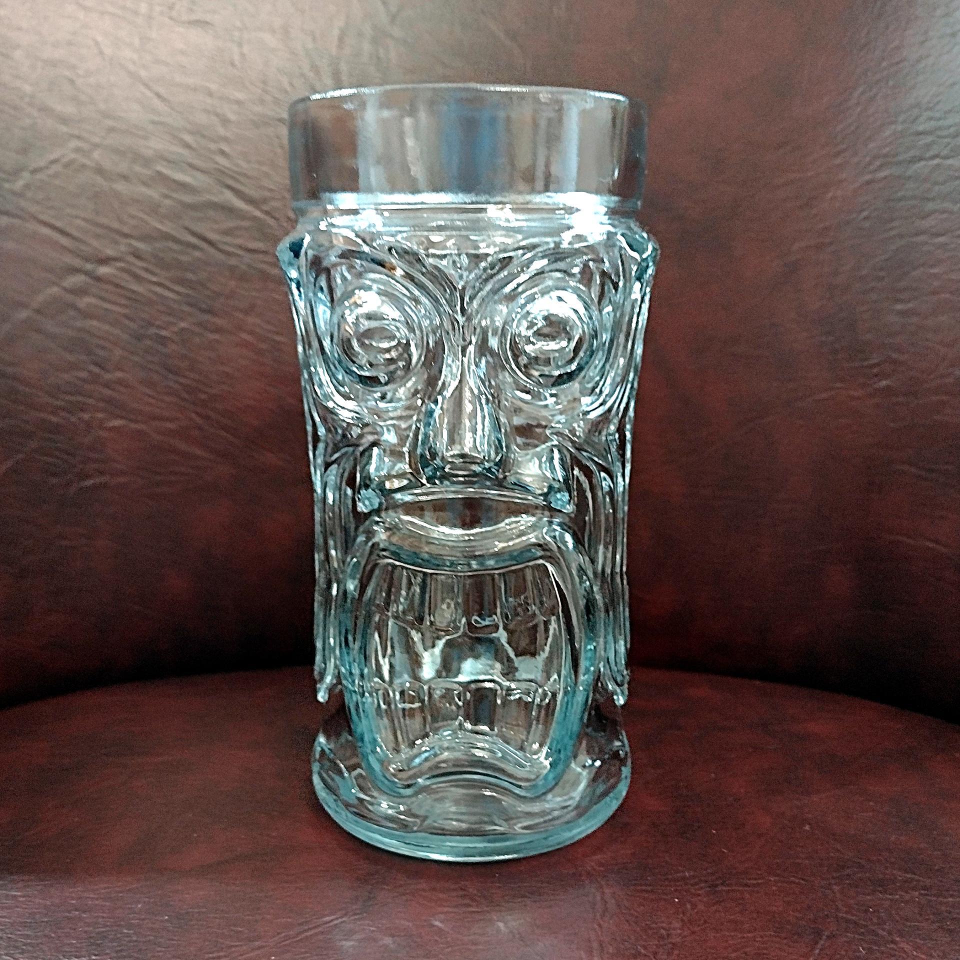 Vintage Hawaiian Clear Glass Tiki Cup Mug