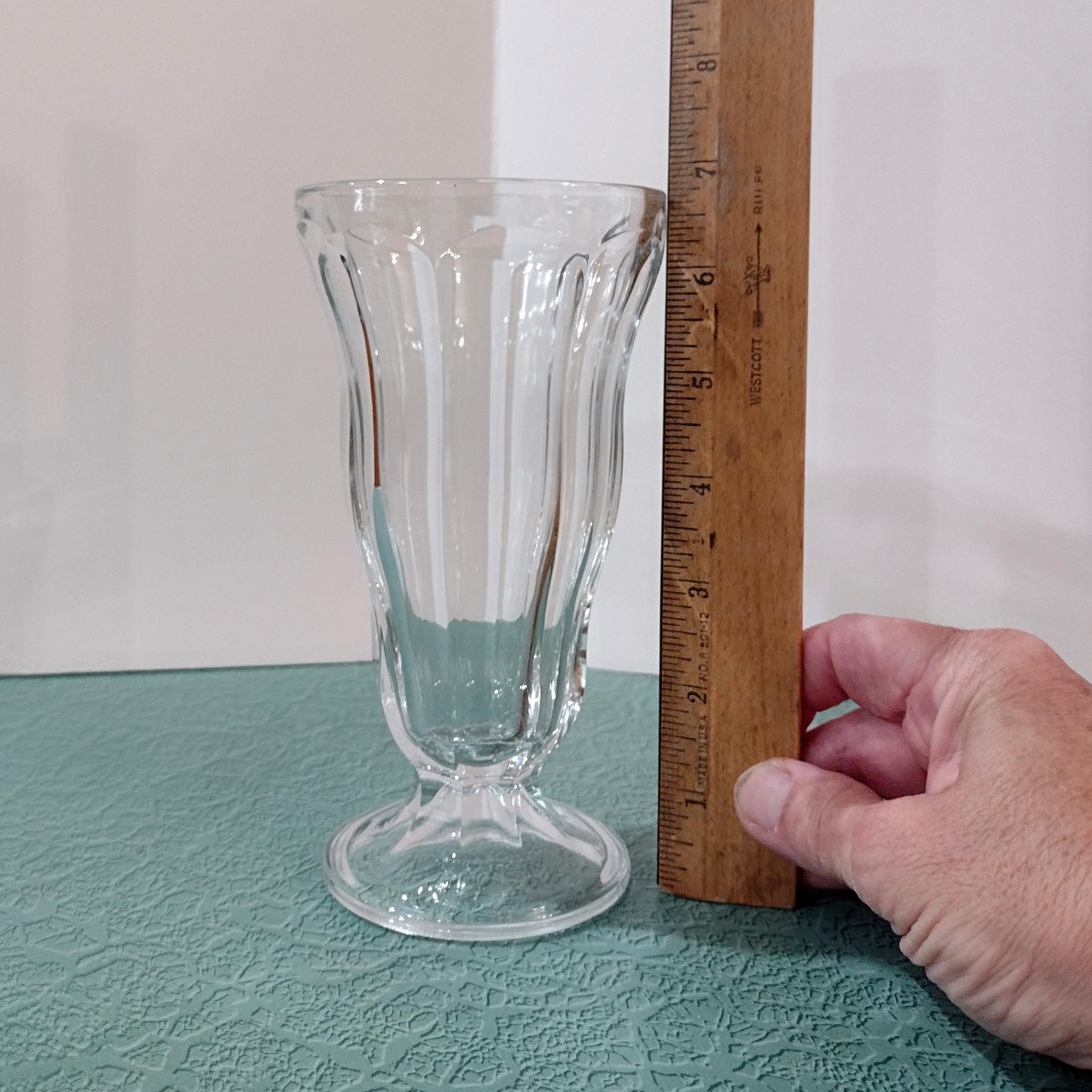 Vintage Anchor Hocking Fountainware Clear Footed Soda Tumblers,  Milkshake Ice Cream Sundae Glasses, Set of Two
