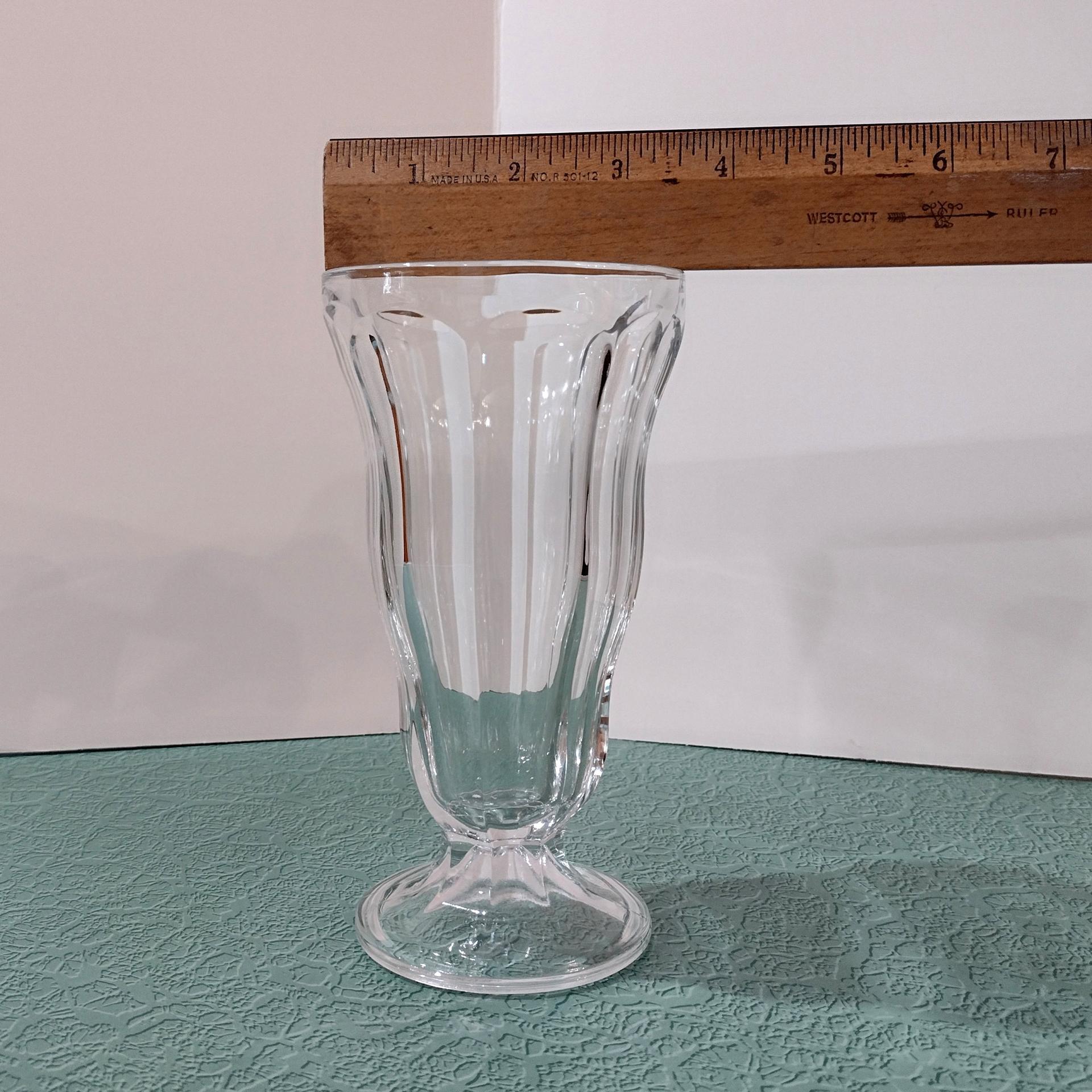 Vintage Anchor Hocking Fountainware Clear Footed Soda Tumblers,  Milkshake Ice Cream Sundae Glasses, Set of Two