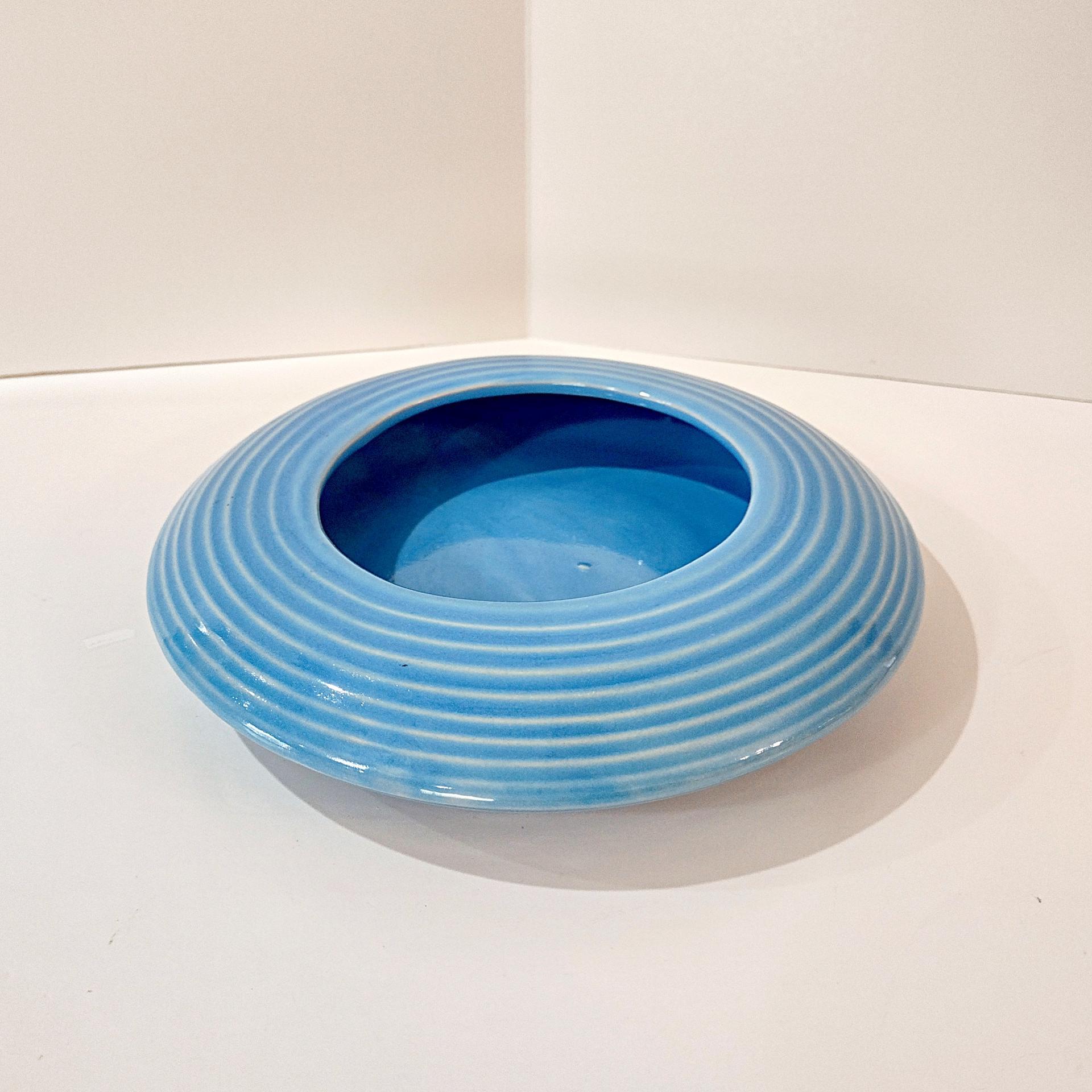 Vintage Aqua Blue Ceramic Ikebana Vase, Jonathan Adler Happy Chic Planter Pot