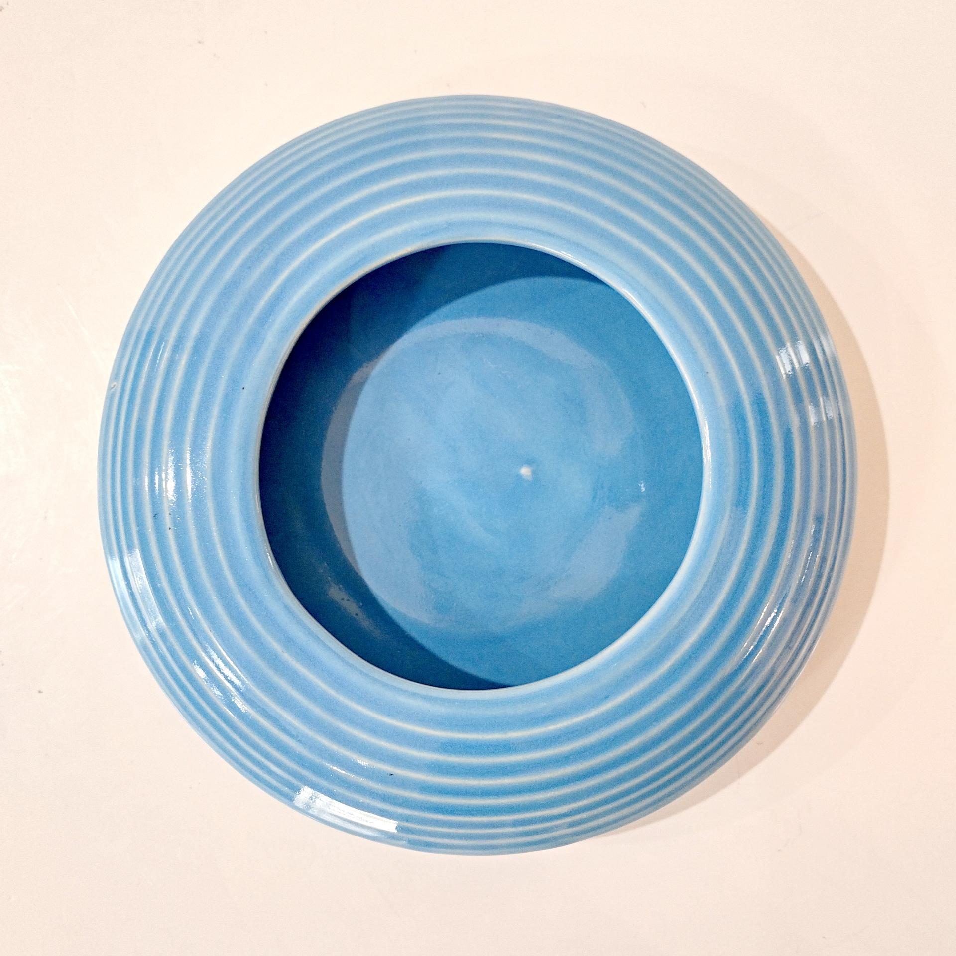 Vintage Aqua Blue Ceramic Ikebana Vase, Jonathan Adler Happy Chic Planter Pot