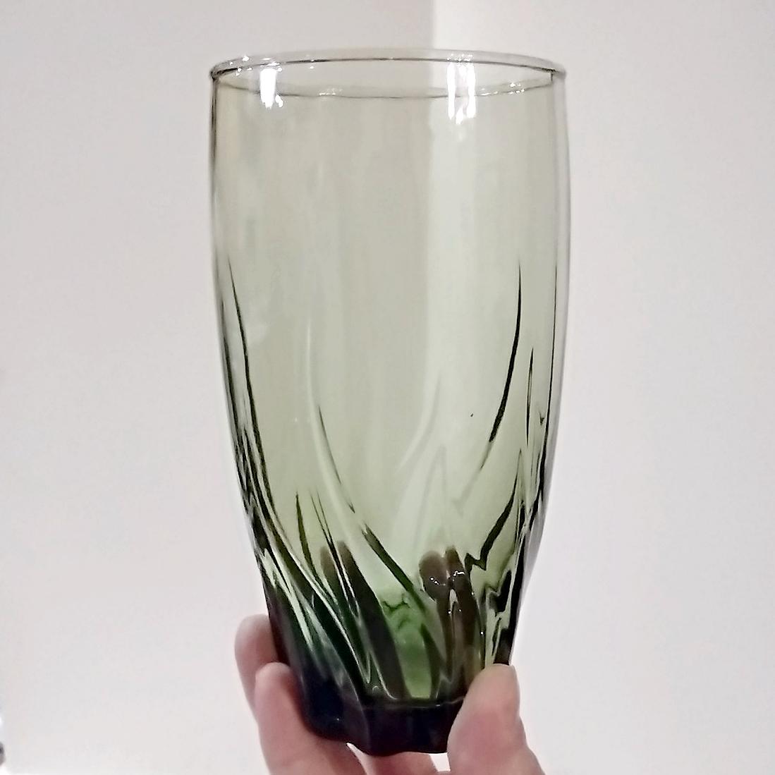 Vintage Anchor Hocking Central Park Ivy Green Iced Tea Glasses, Set of Four