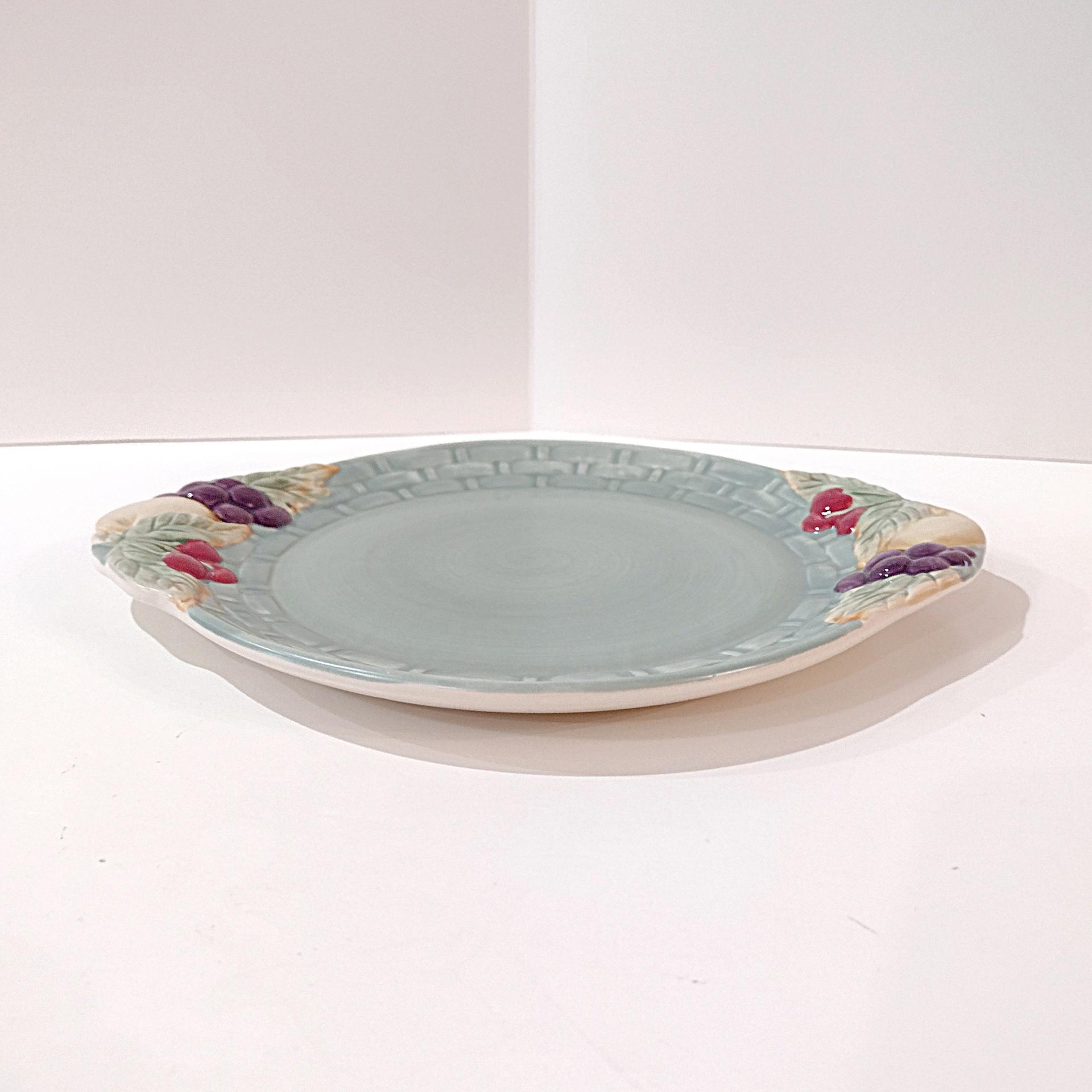 Vintage Pfaltzgraff Jamberry Cake Plate, Handled Plate with Fruit Motif