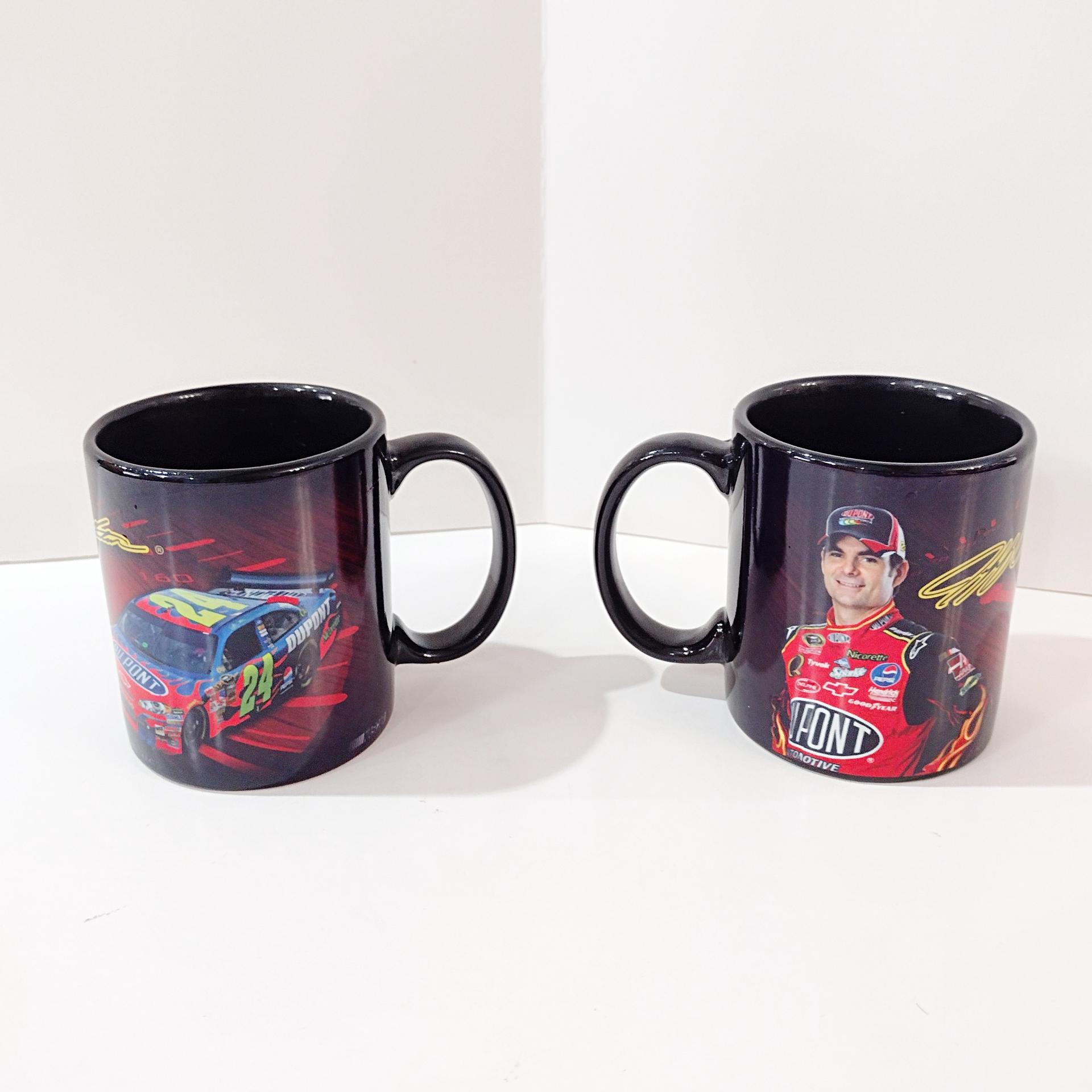 Vintage Jeff Gordon #24 NASCAR Ceramic Mugs, Set of 2