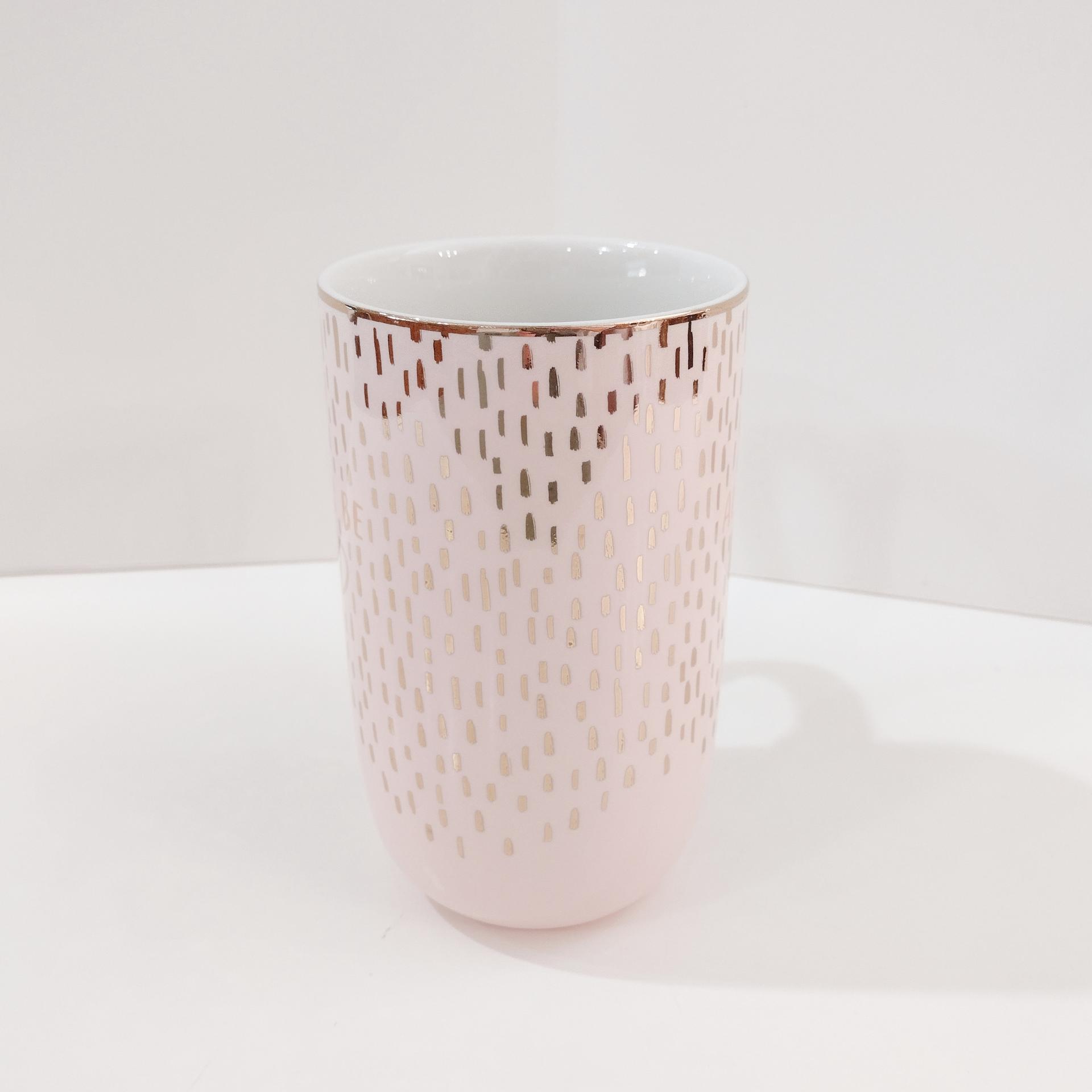 Always Be Kind Pink and Metallic Gold Ceramic Oversized Coffee Tea Mug