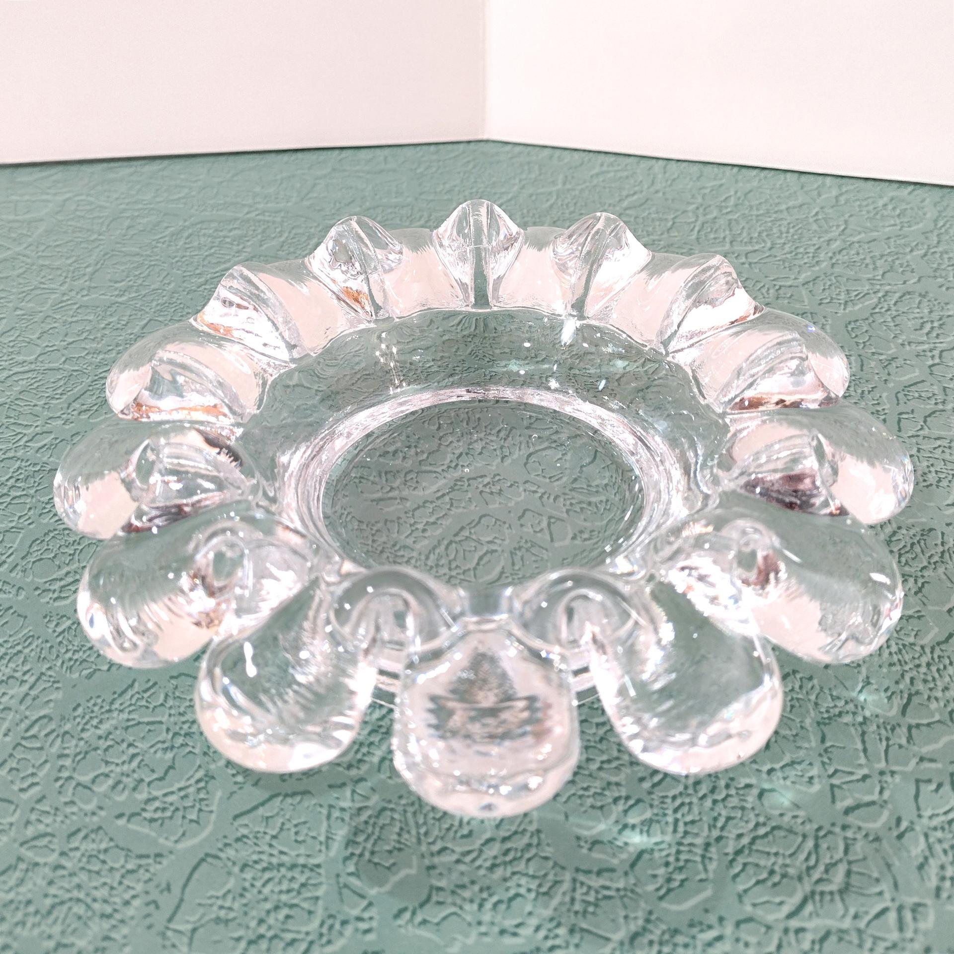 Vintage Kosta Boda Goran Warrf Krinolin Pillar Candle Holder or Ashtray, Swedish Scandinavian Art Glass