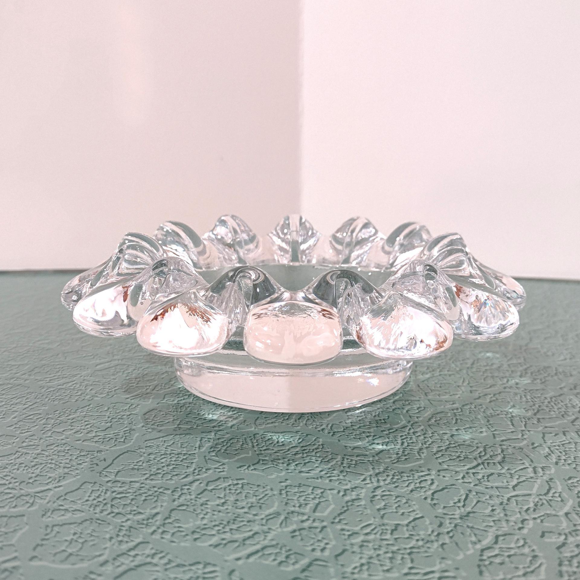 Vintage Kosta Boda Goran Warrf Krinolin Pillar Candle Holder or Ashtray, Swedish Scandinavian Art Glass