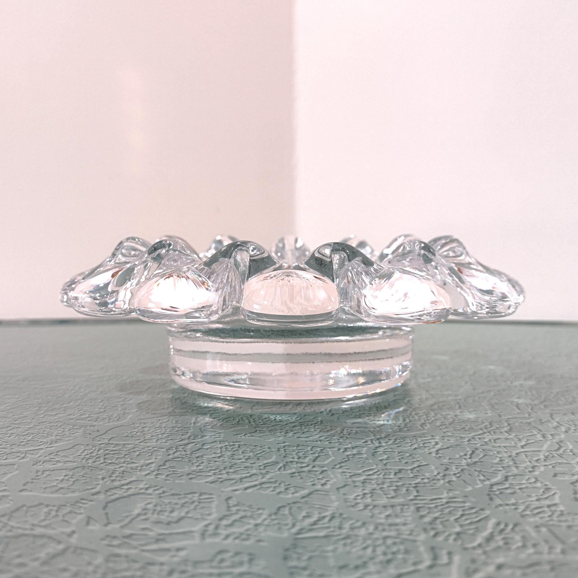 Vintage Kosta Boda Goran Warrf Krinolin Pillar Candle Holder or Ashtray, Swedish Scandinavian Art Glass