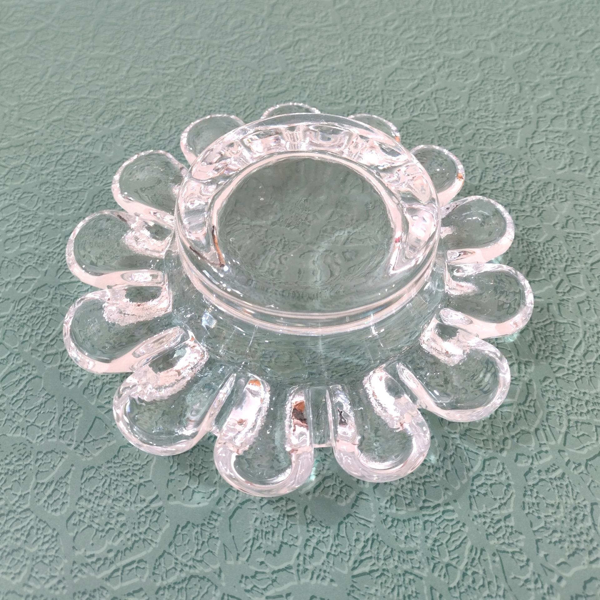 Vintage Kosta Boda Goran Warrf Krinolin Pillar Candle Holder or Ashtray, Swedish Scandinavian Art Glass