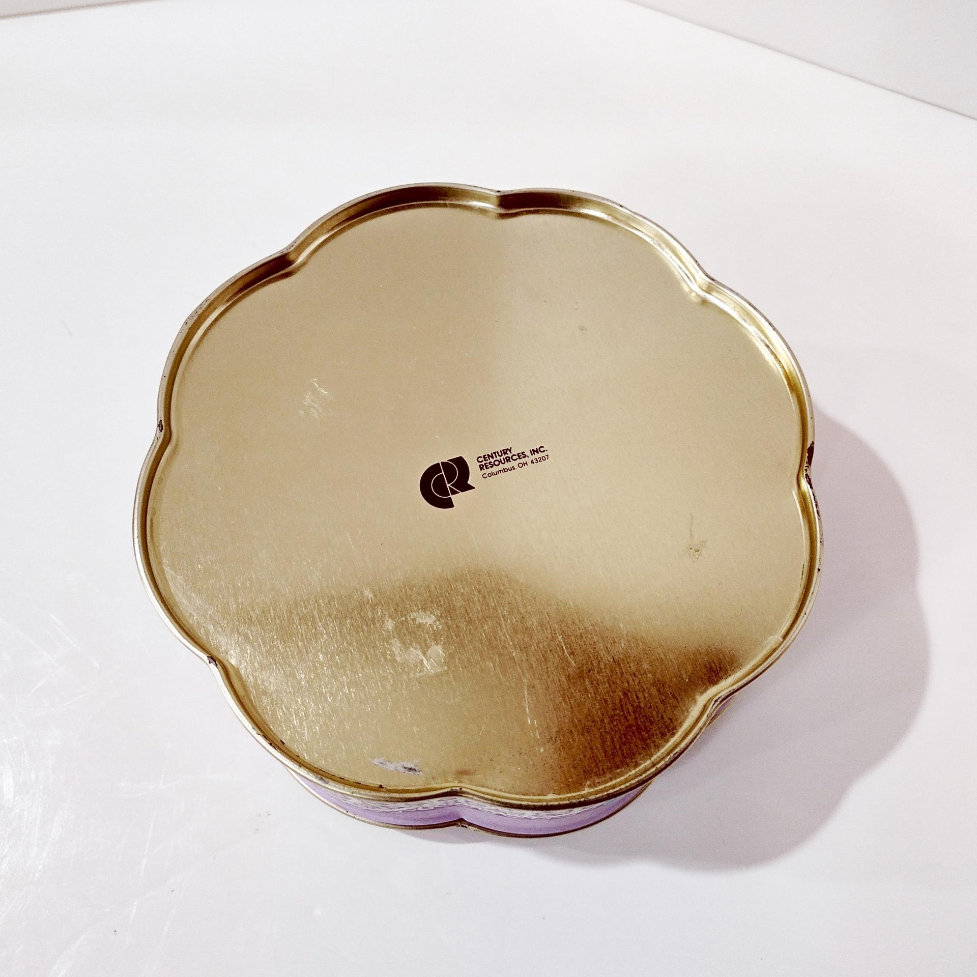 Vintage Flower Shaped Purple Lace Metal Tin Storage Container