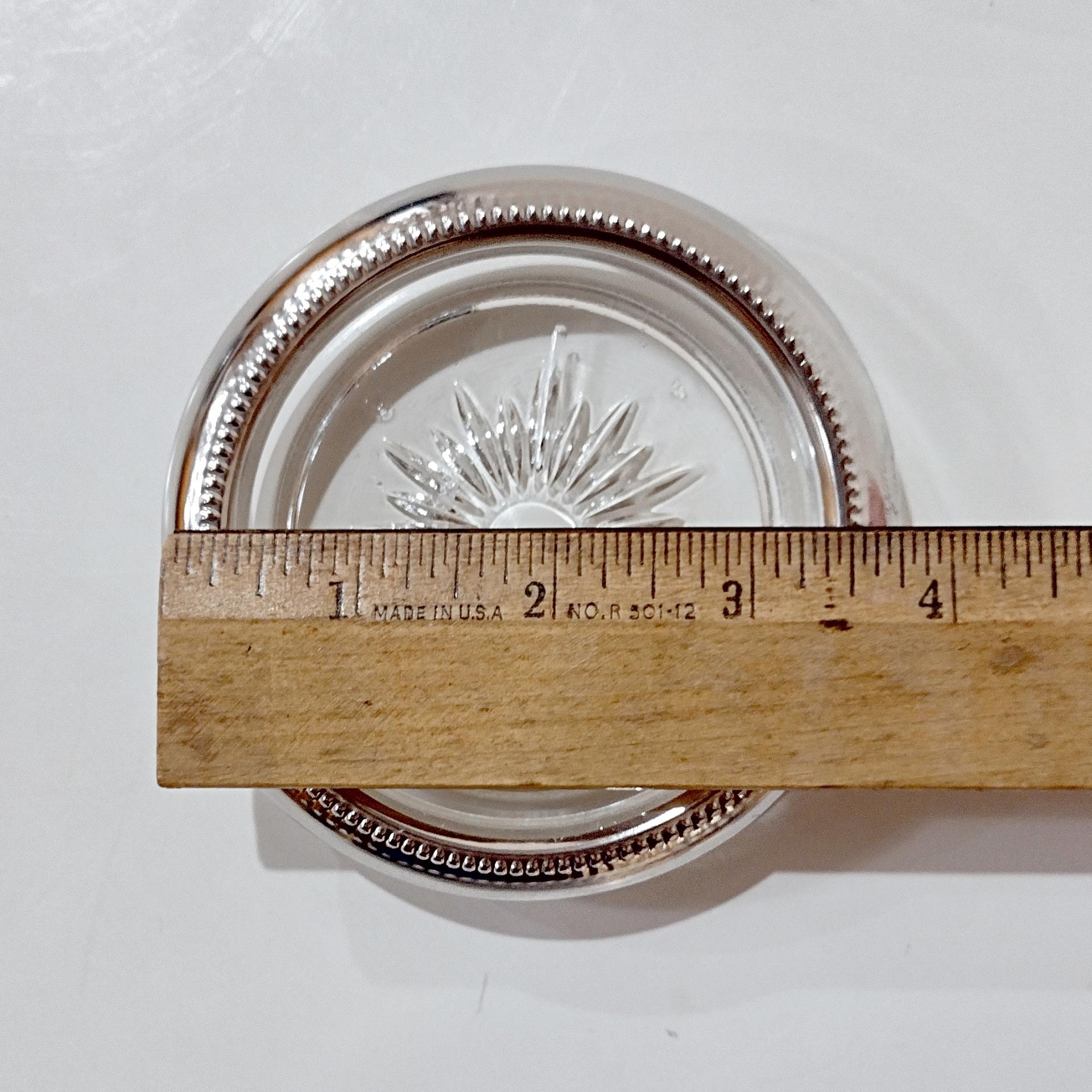 Vintage Leonard Silver Plated and Glass Coasters, Set of Four