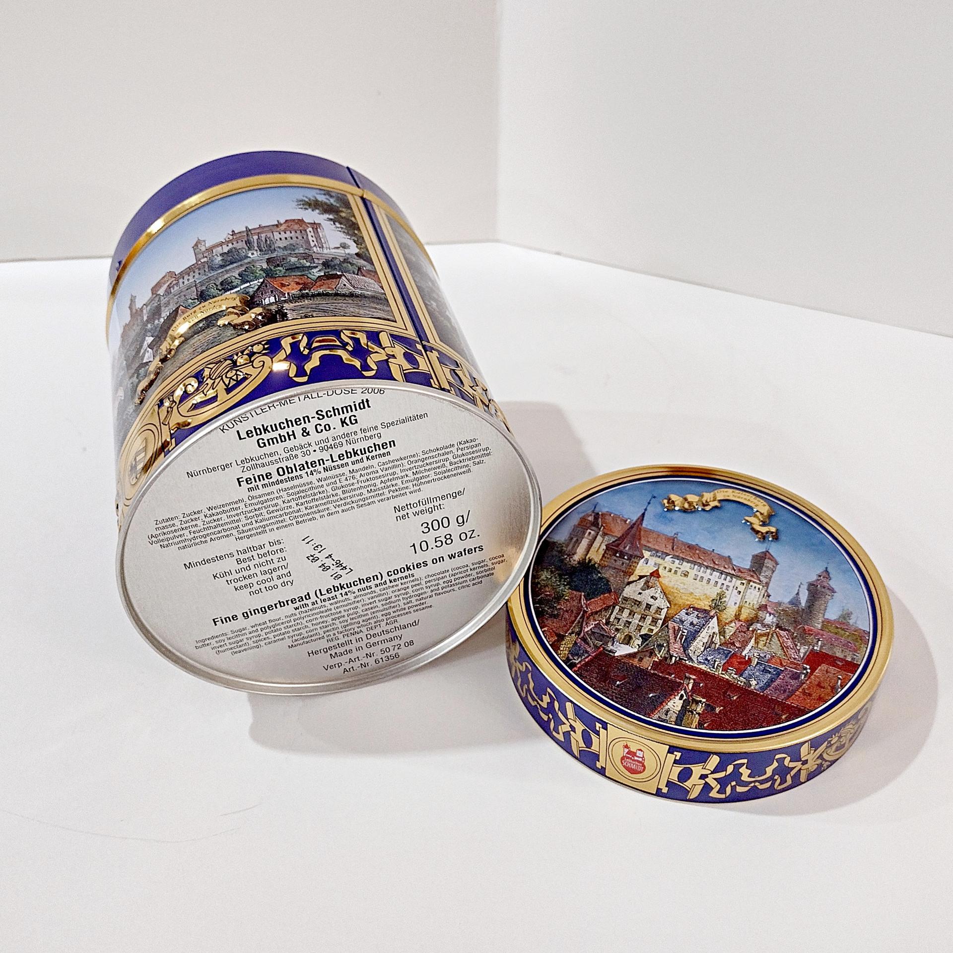 Vintage Lebkuchen-Schmitz Gingerbread Cookie Nurnberger Castle Tin, Nuremburg Germany Scene Decorative Storage Tin