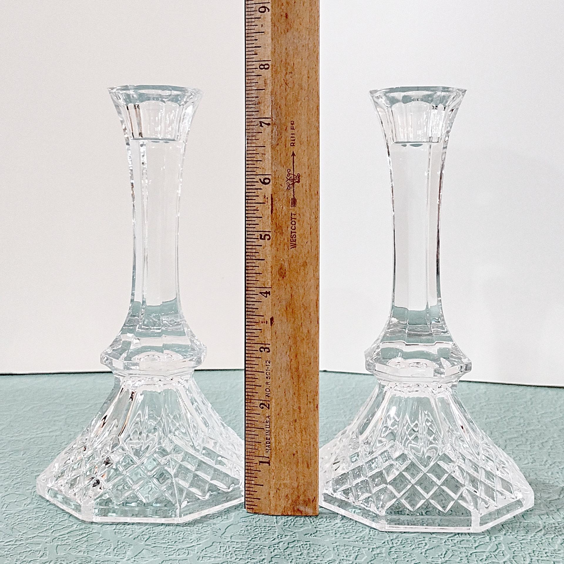 Vintage Crystal Candlestick Holders, Set of 2, Anchor Hocking Legacy Candle Stick Holders