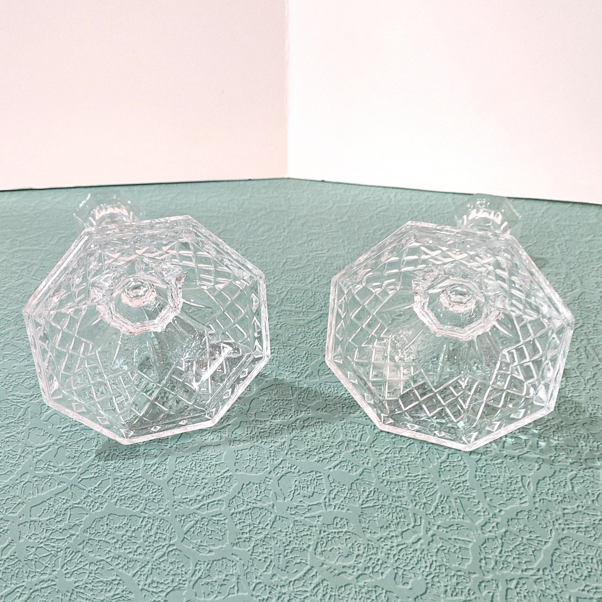 Vintage Crystal Candlestick Holders, Set of 2, Anchor Hocking Legacy Candle Stick Holders