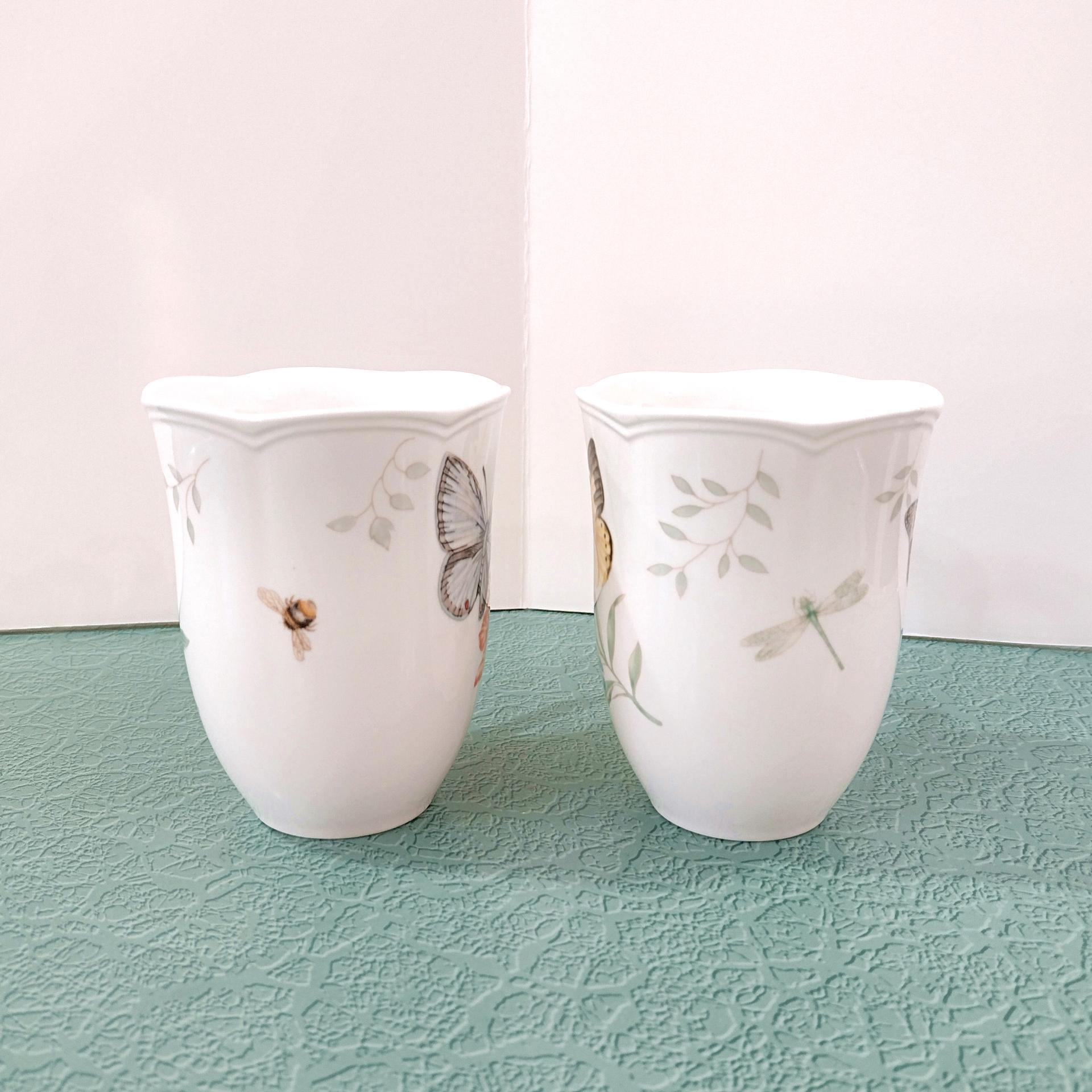 Vintage Lenox Butterfly Mugs, Set of Two, Monarch and Eastern Tailed Blue Butterfly Designs