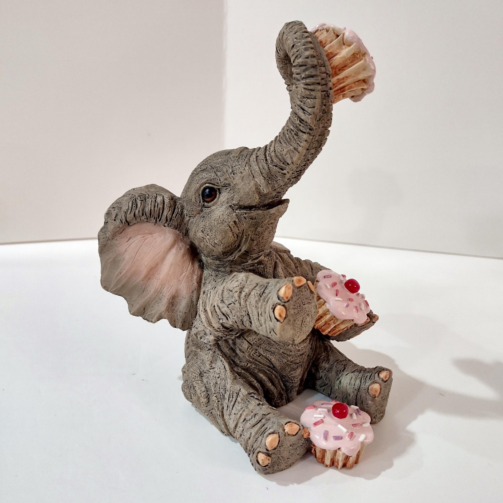 Vintage Lenox Sprinkles and Wrinkles Elephant with Cupcakes Resin Figurine