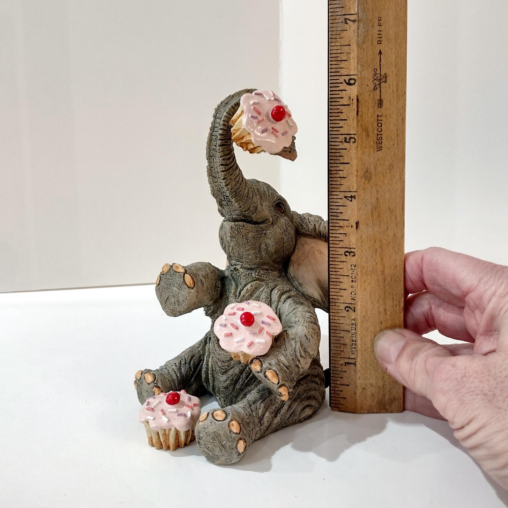 Vintage Lenox Sprinkles and Wrinkles Elephant with Cupcakes Resin Figurine