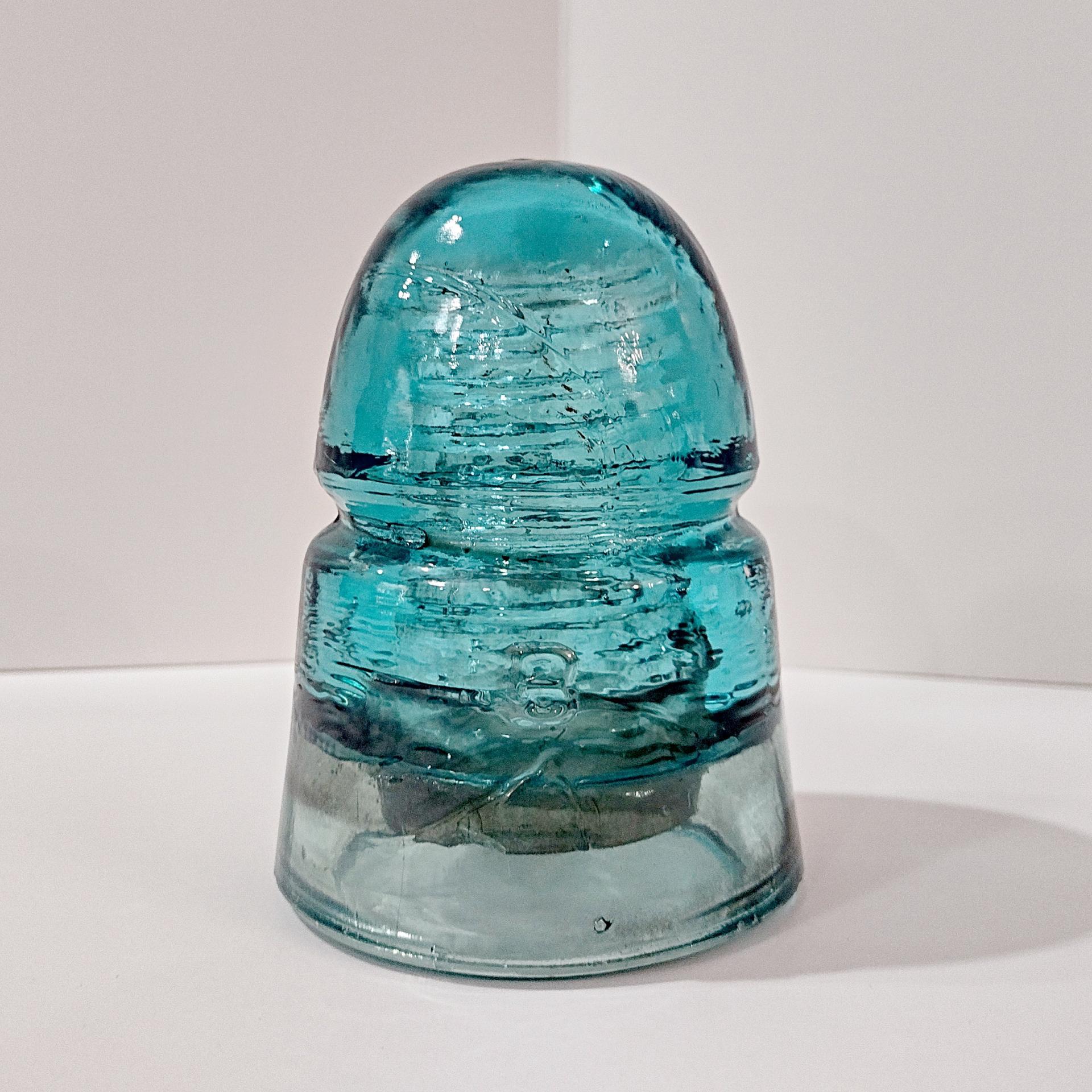 Antique Brookfield Glass Company Aqua Blue Glass Beehive Insulator