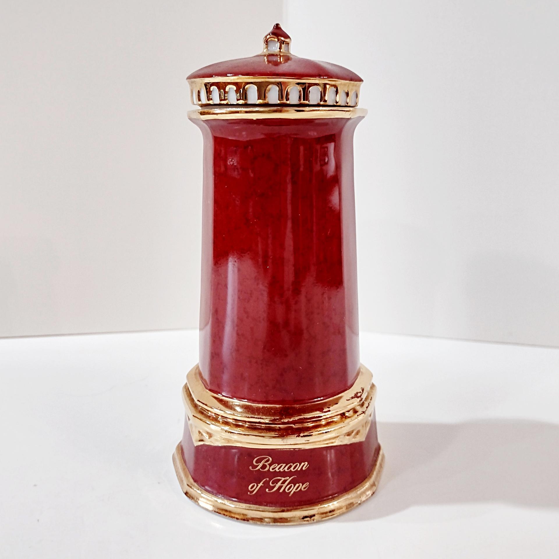 Vintage Thomas Kinkade Porcelain Lighthouse Music Box with Trinket Drawer, Seaside Reflections Beacon of Hope, Somewhere Out There Song