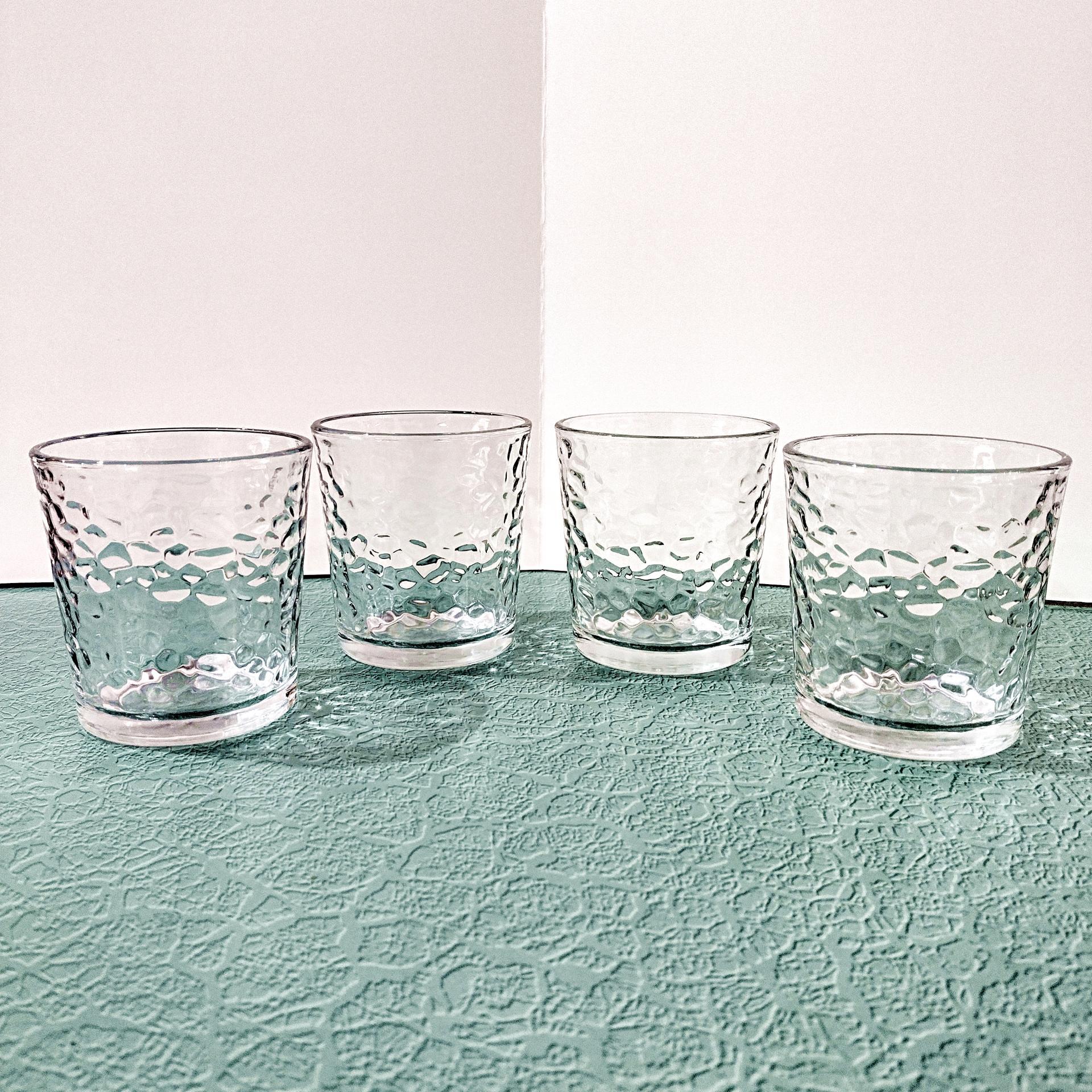 Vintage Libbey 12 Ounce Pebble Textured Lowball Whiskey Rocks Glasses, Set of Four