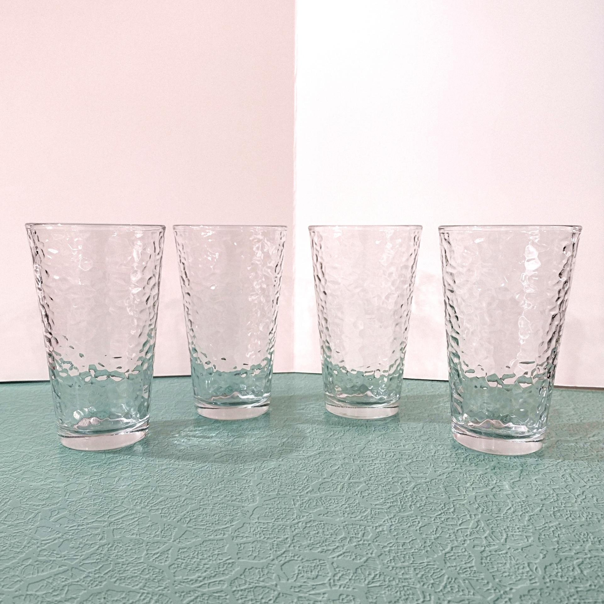Vintage Libbey 16 Ounce Pebble Textured Tumblers Drinking Glasses, Set of Four
