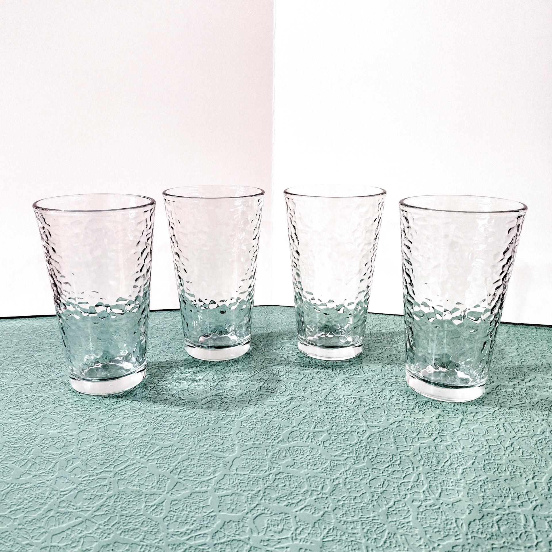 Vintage Libbey 16 Ounce Pebble Textured Tumblers Drinking Glasses, Set of Four