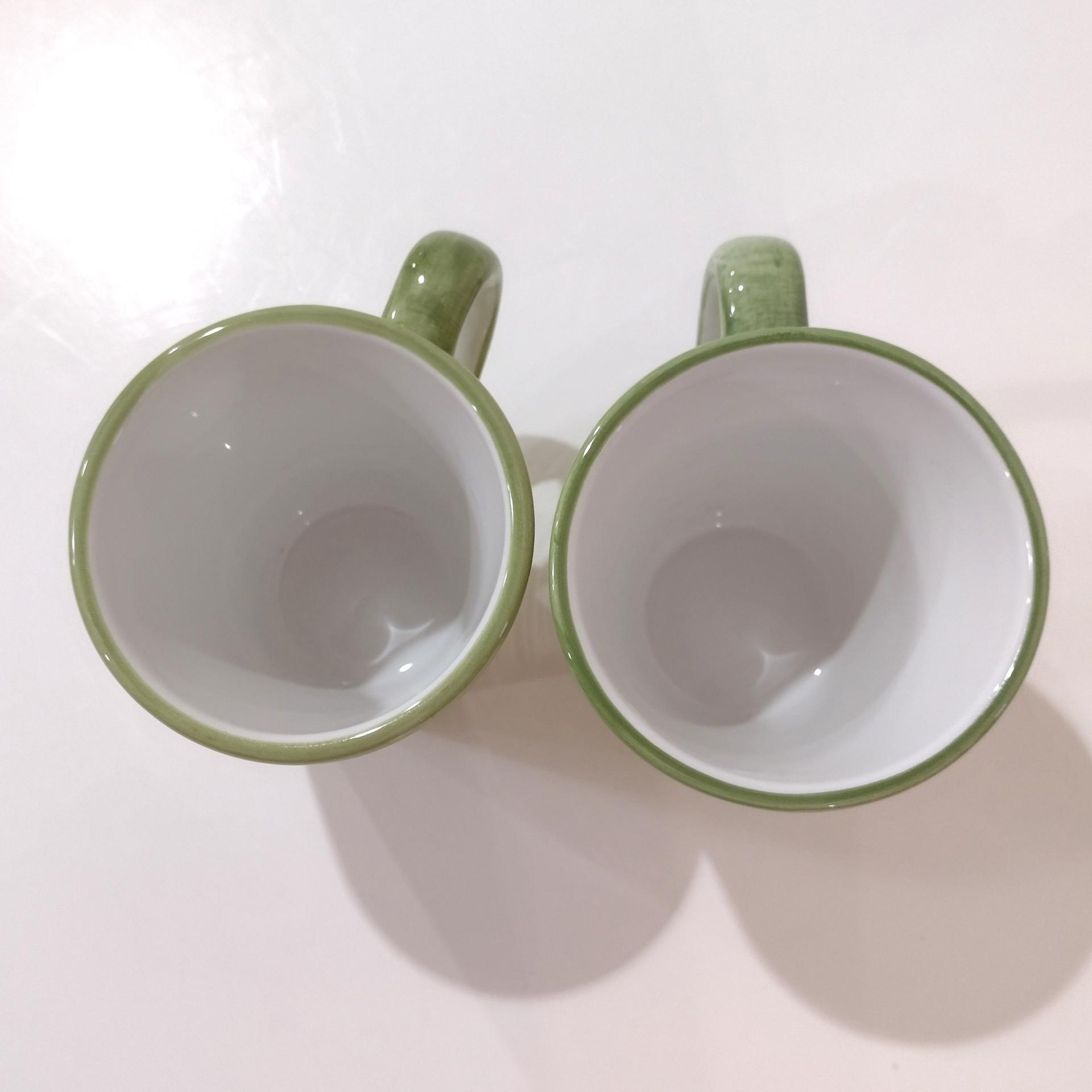 Vintage Dansk Lime Twist Coffee Tea Ceramic Mugs, Set of Two