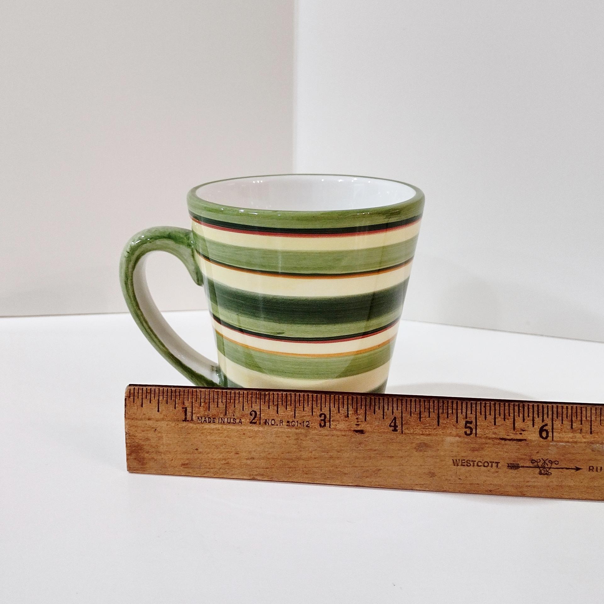 Vintage Dansk Lime Twist Coffee Tea Ceramic Mugs, Set of Two