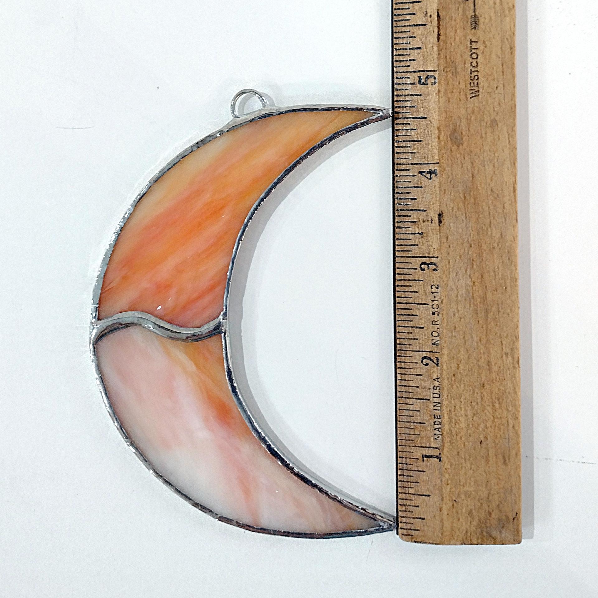 Crescent Moon Stained Glass Suncatcher, Yellow Swirled Corsica Glass