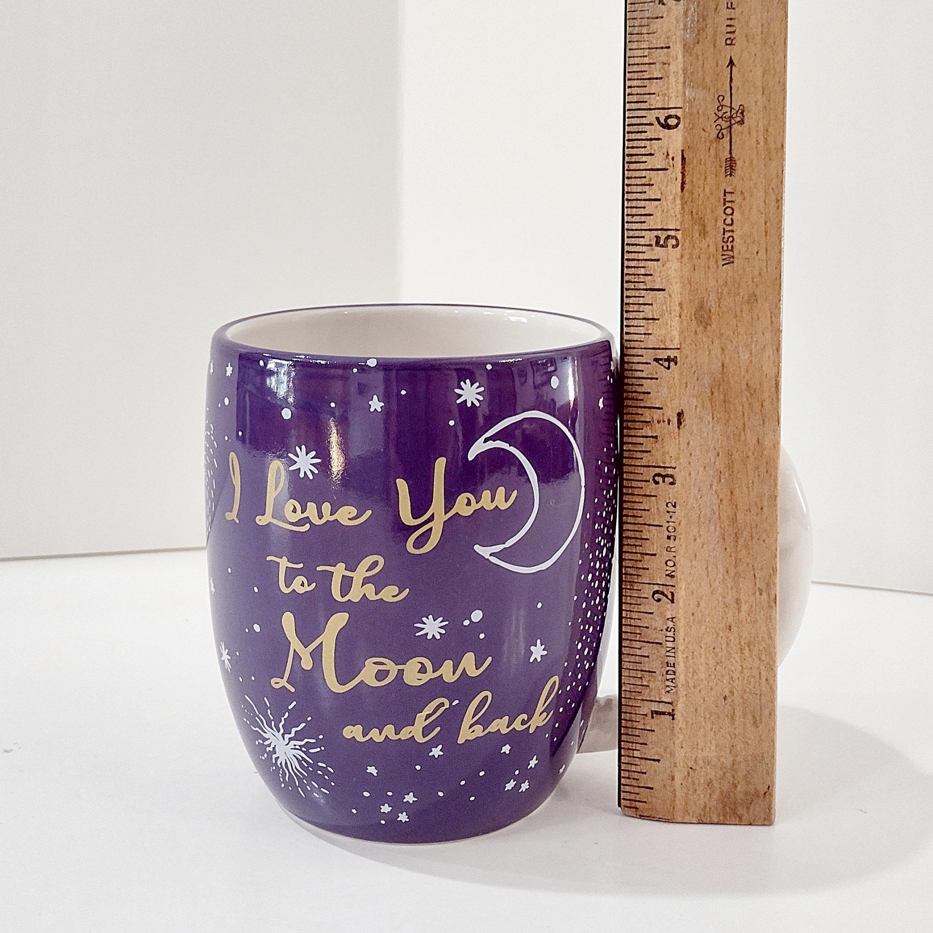 Vintage I Love You To The Moon and Back Ceramic Mug, Cracker Barrel Purple Moon and Stars Mug