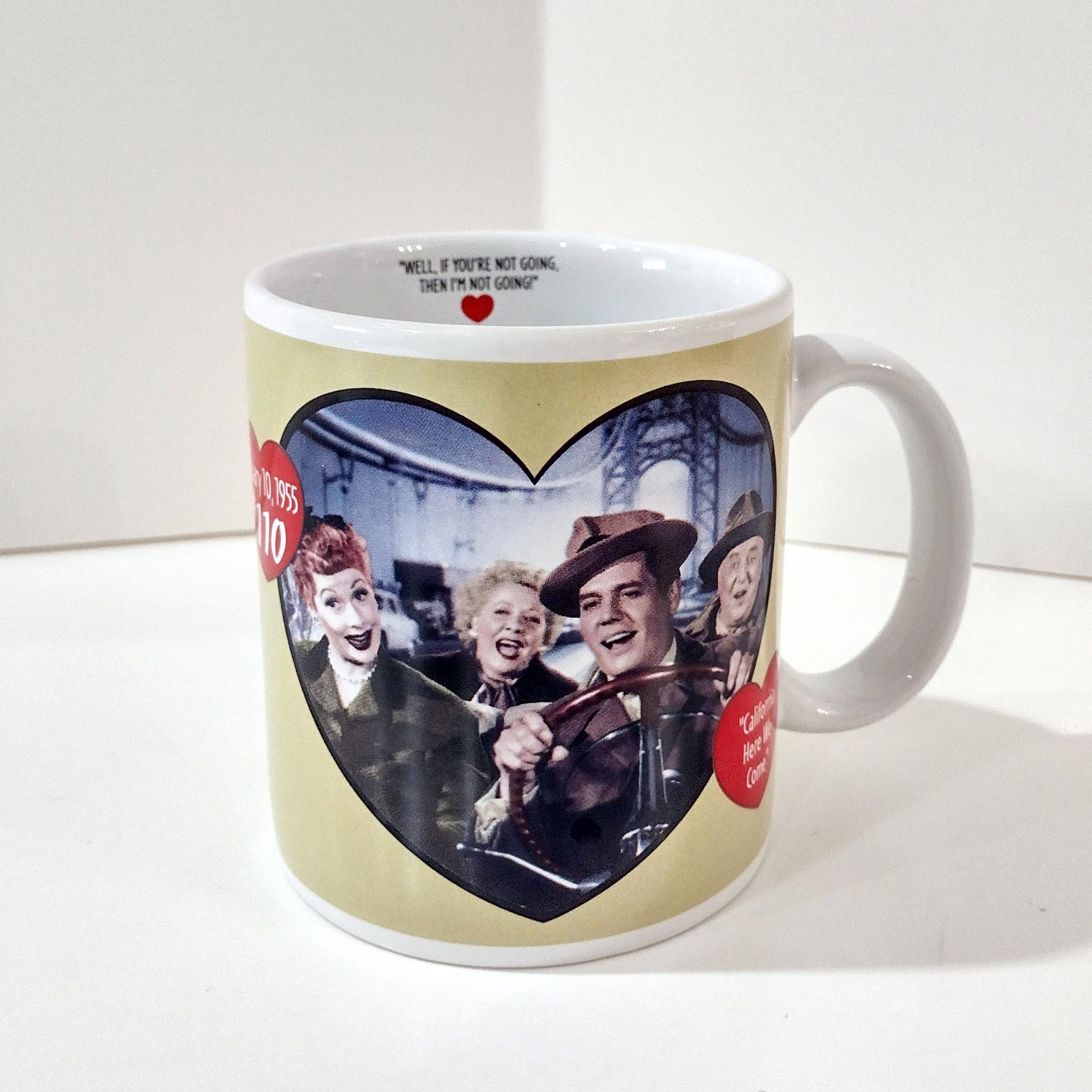 Vintage 50th Anniversary I Love Lucy Coffee Tea Mug, Episode 110 California Here We Come