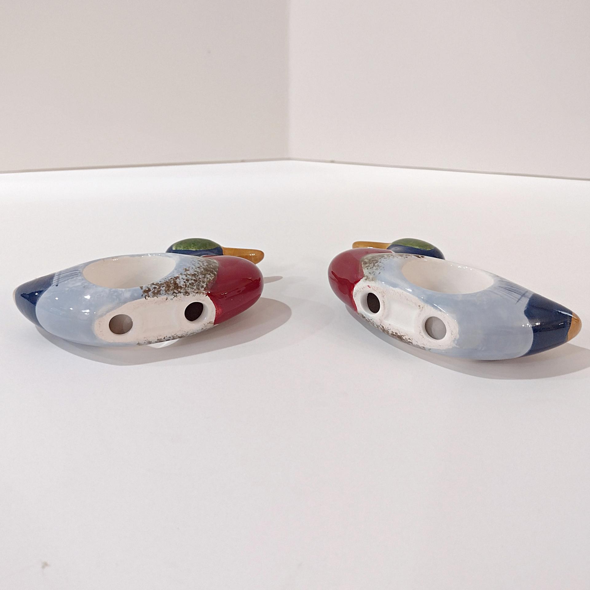 Vintage Ceramic Mallard Duck Napkin Rings, Set of Two