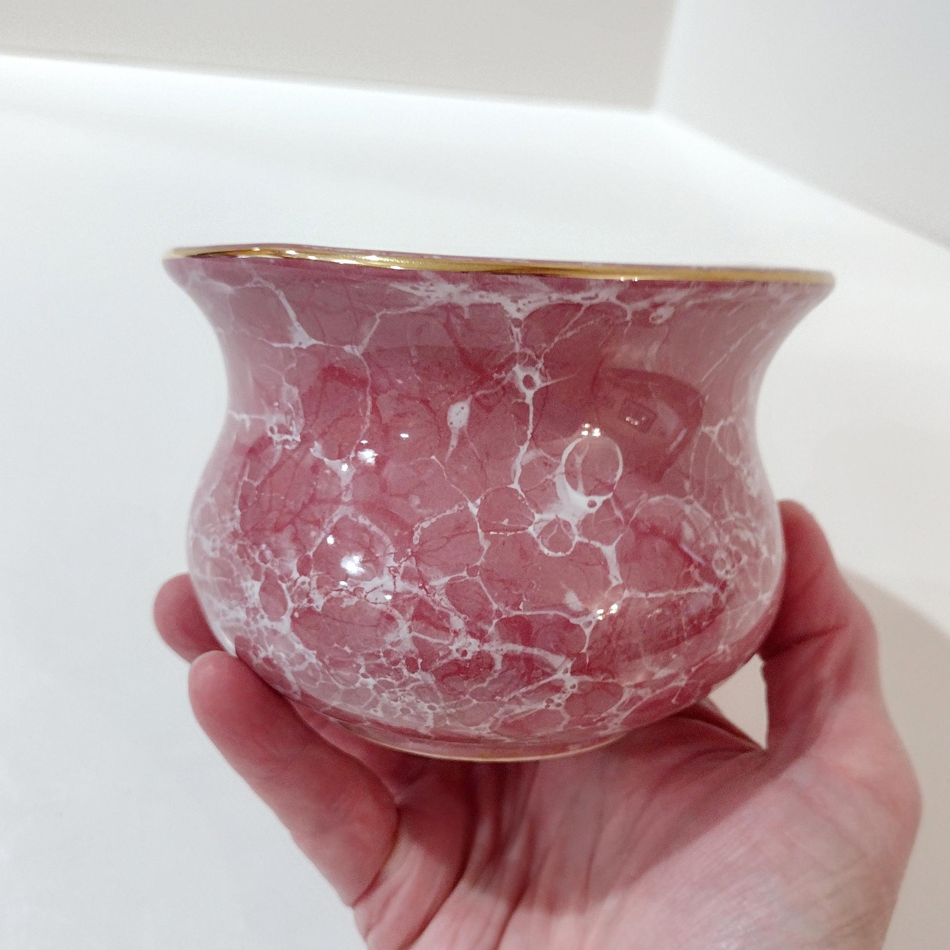 Vintage Ceramic Pink Marble Glaze Small Planter Pot