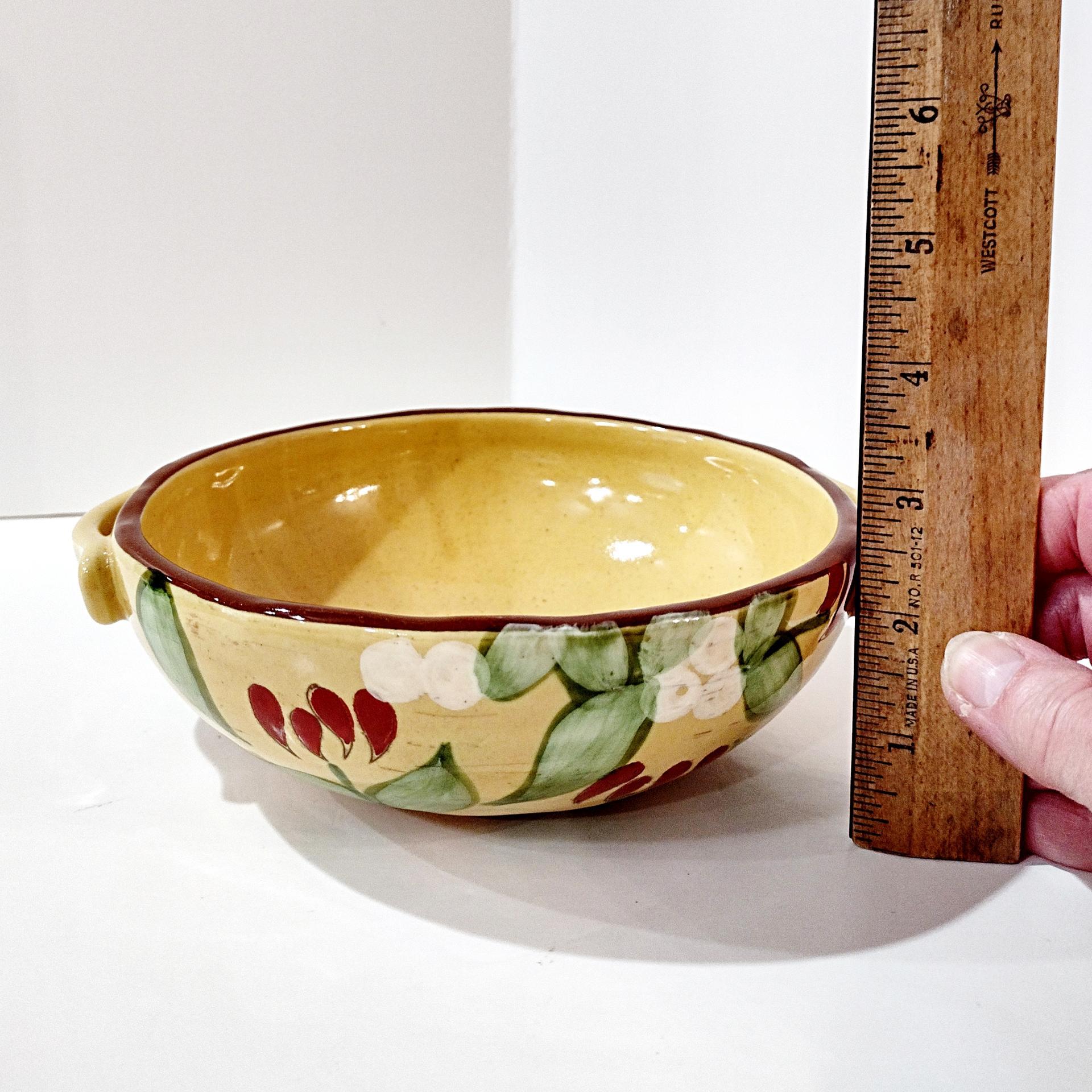 Vintage Artland Margaux Collection Ceramic Coupe Soup Bowls, Set of Two, Tuscan Style Handled Bowls