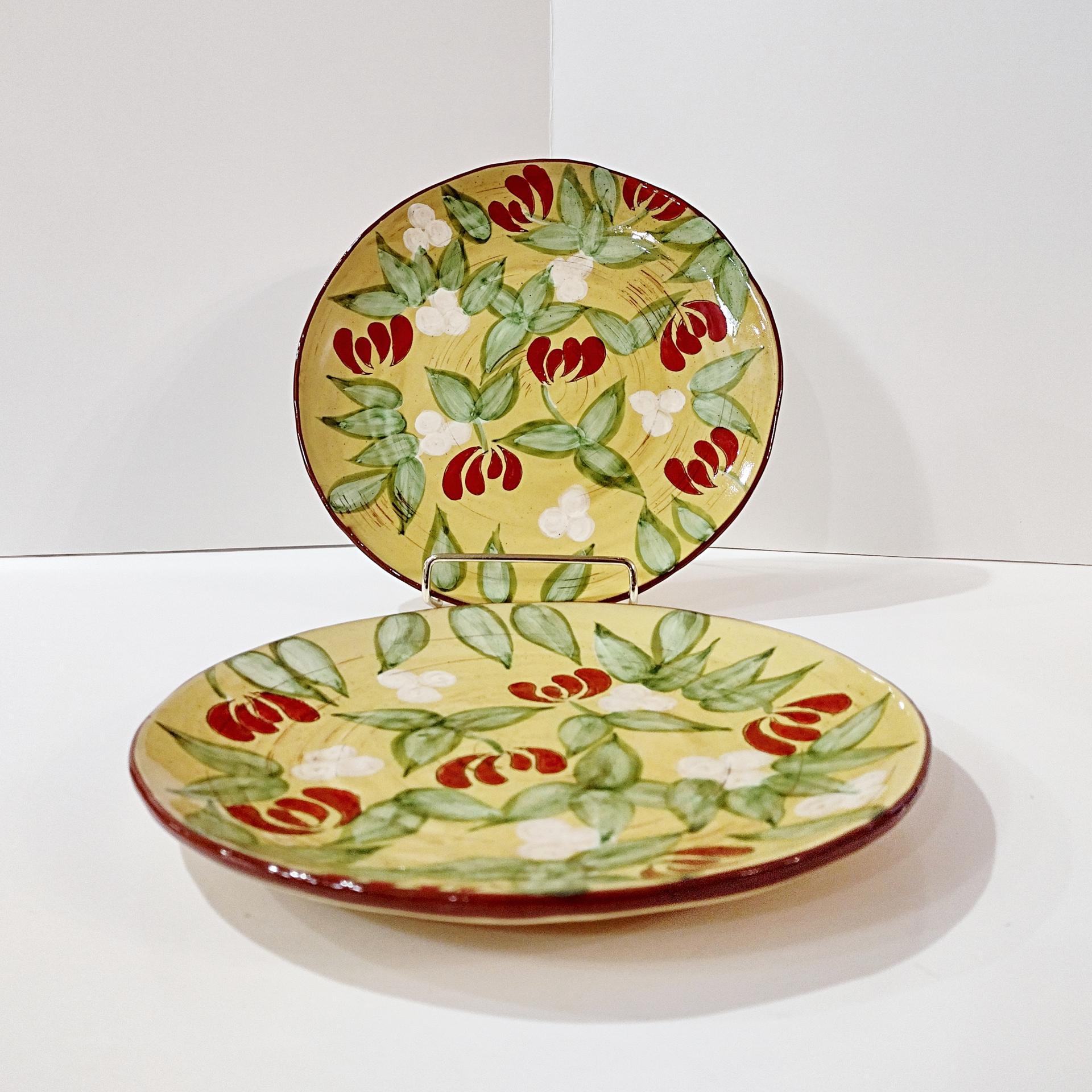 Vintage Artland Margaux Collection Ceramic Salad Dessert Appetizer Plates, Set of Two, Tuscan Style Servingware