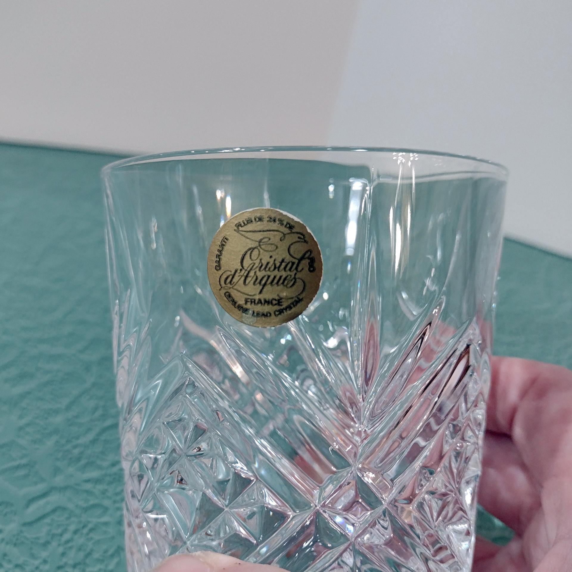 Vintage NEW Cristal D'Arques Durand Masquerade Crystal on the Rocks Glasses, Set of Two, Old Fashioned Whiskey Glasses, Lowball Glasses