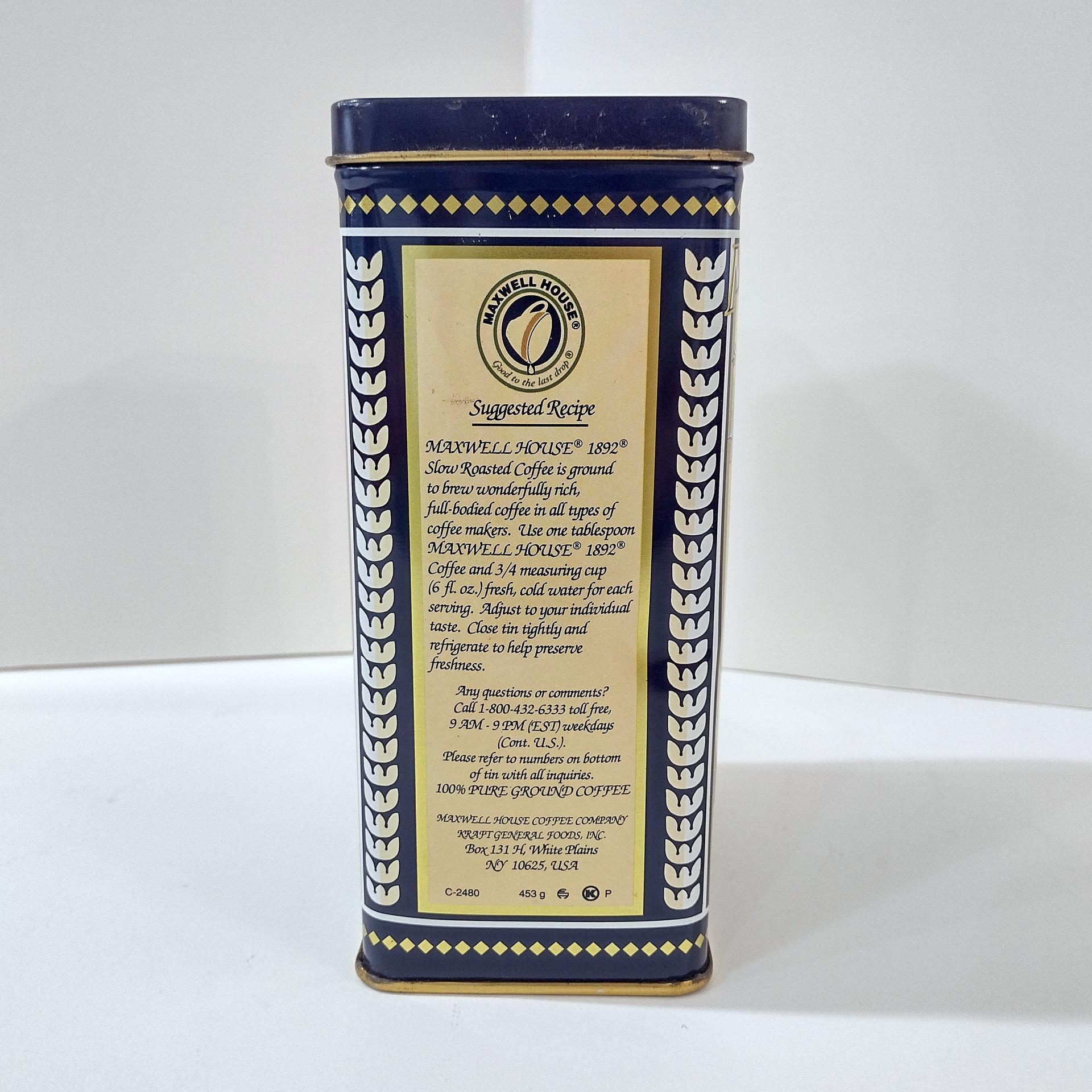 Vintage Maxwell House Coffee 1892 Commemorative 100th Anniversary Tin, Retro Storage Container Box