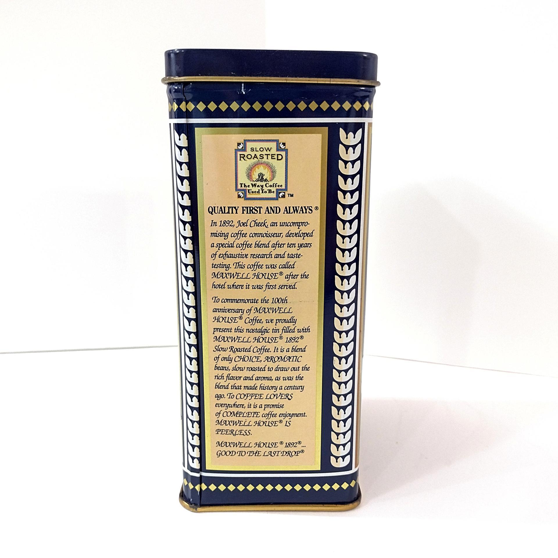 Vintage Maxwell House Coffee 1892 Commemorative 100th Anniversary Tin, Retro Storage Container Box