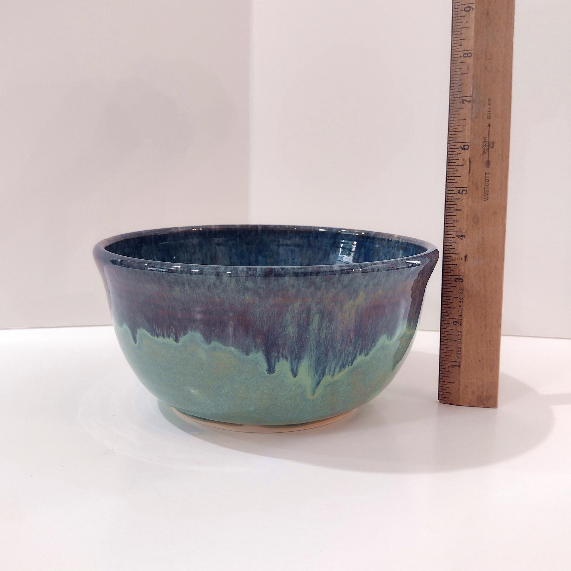Artisan Blue Green Drip Glaze Ceramic Bowl, Hand Crafted Pottery