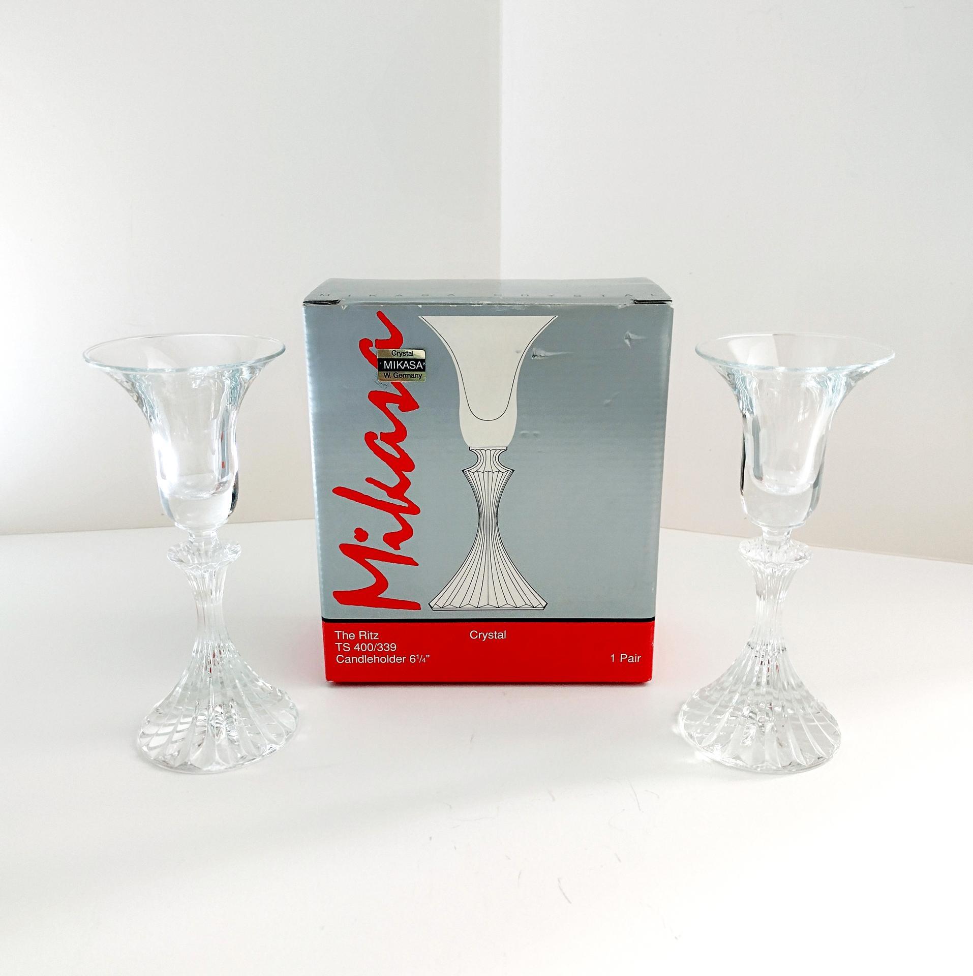 Vintage Mikasa Crystal Candle Holders, Set of Two, Mikasa The Ritz