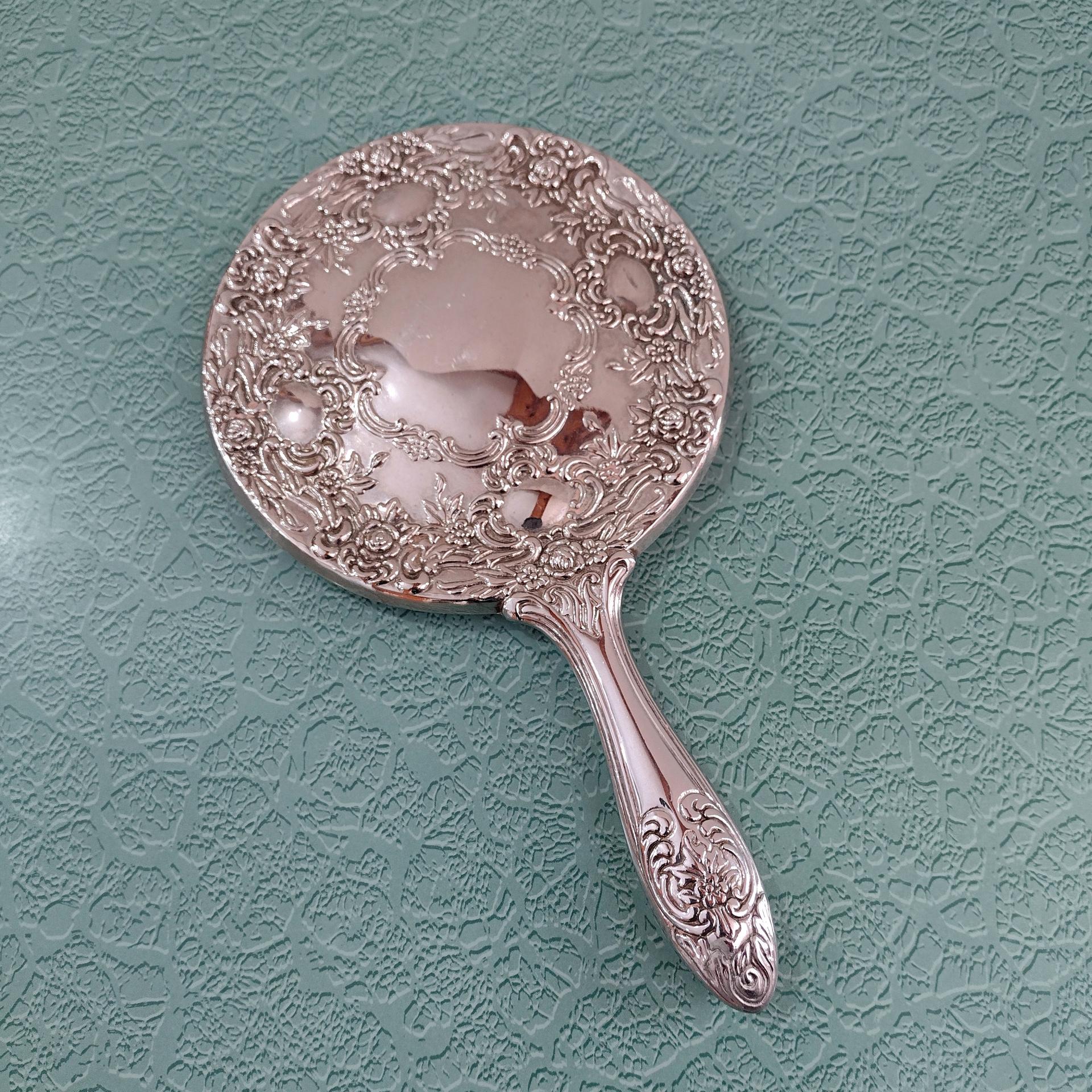 Vintage 1940's Silver Plated Vanity Hand Mirror and Brush Set, Towle Silversmiths Old Master Pattern